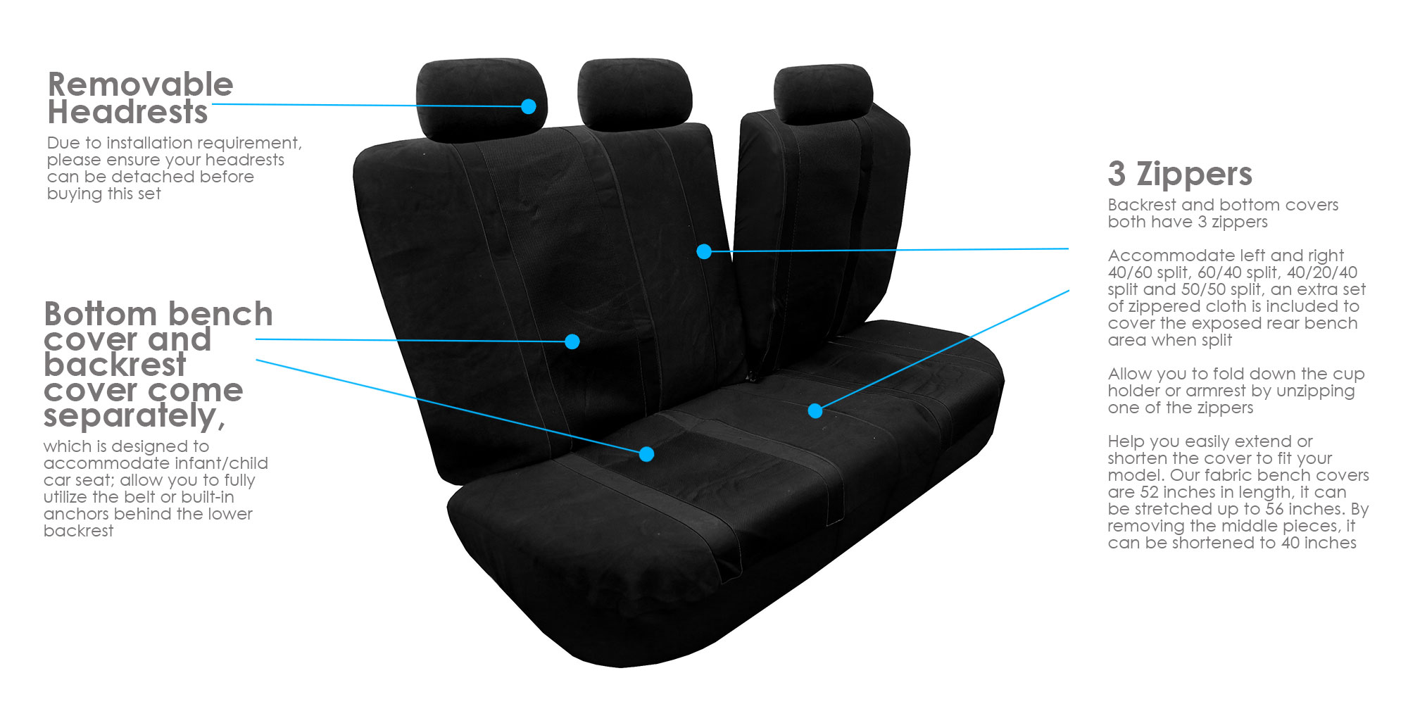 Sports Car Seat Covers Complete Set Air bag Safe & Split Bench Ready eBay