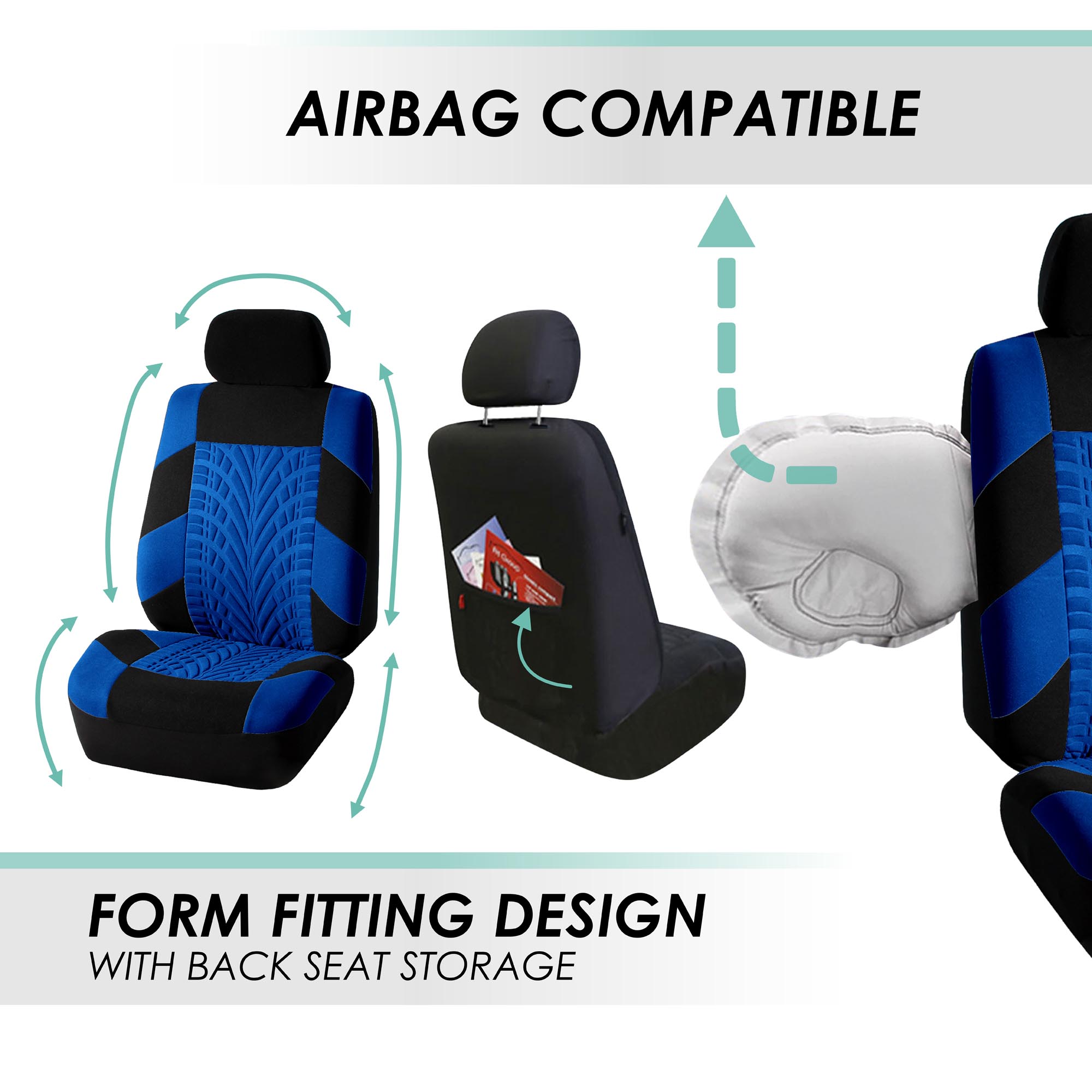 thumbnail image 2 of Travel Master Pattern Full Set Universal Car Seat Covers By The Quality Cover - Waterproof, Cushioned, Storage Pouch 2 of 5