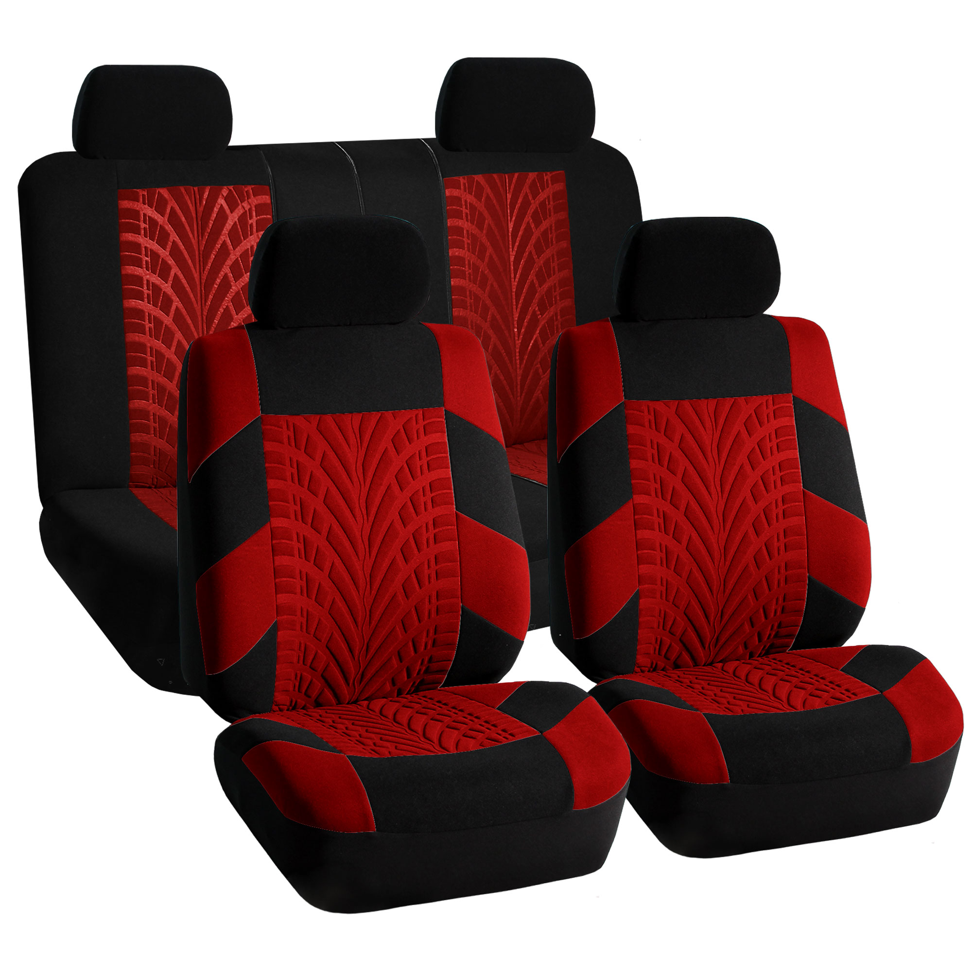 Car Seat Covers Full Set Red Black for Auto SUV w//Headrests