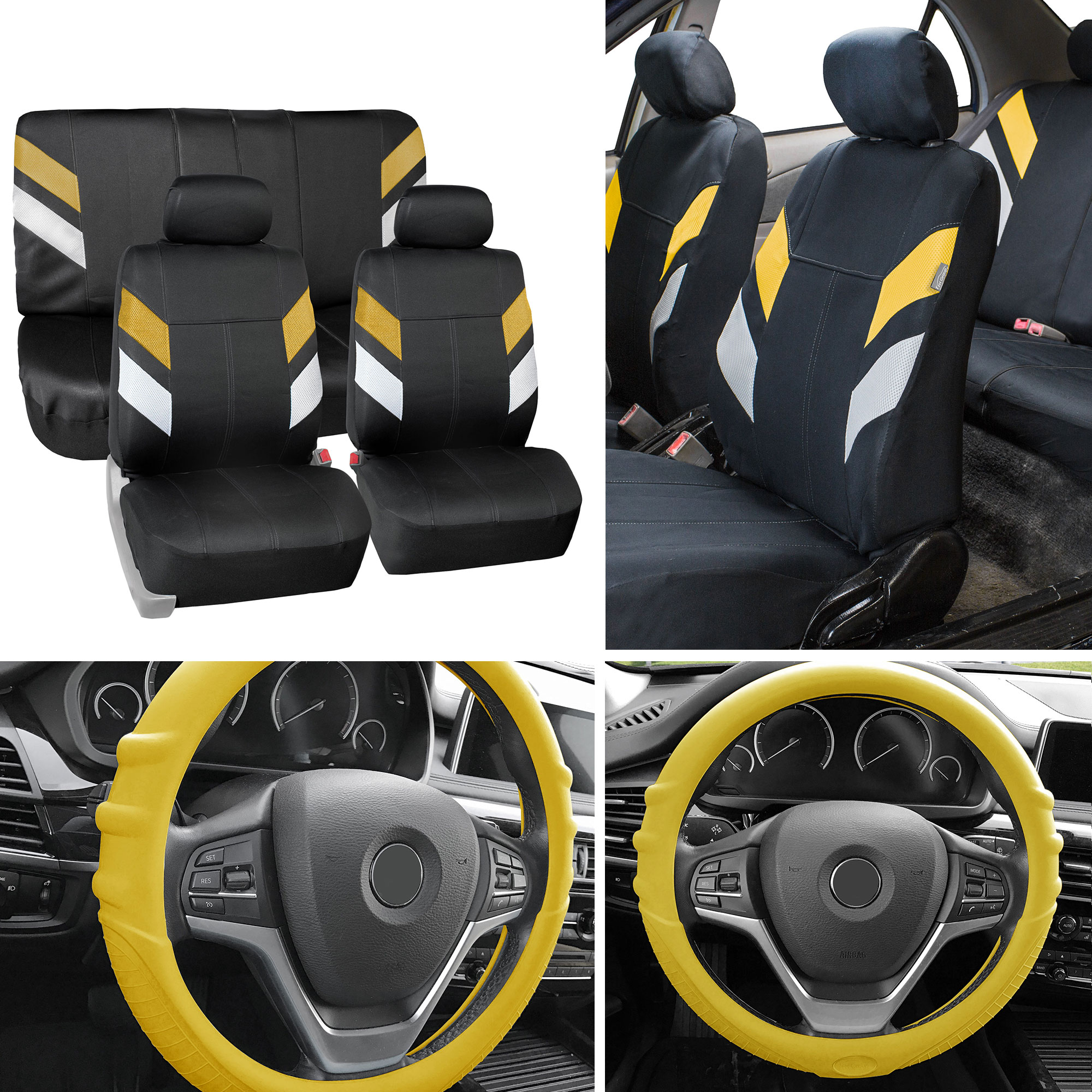 Neoprene Car Seat Covers For Auto Yellow W Grip Silicone Image Is Loading Neoprene Car Seat Covers For Auto Yellow