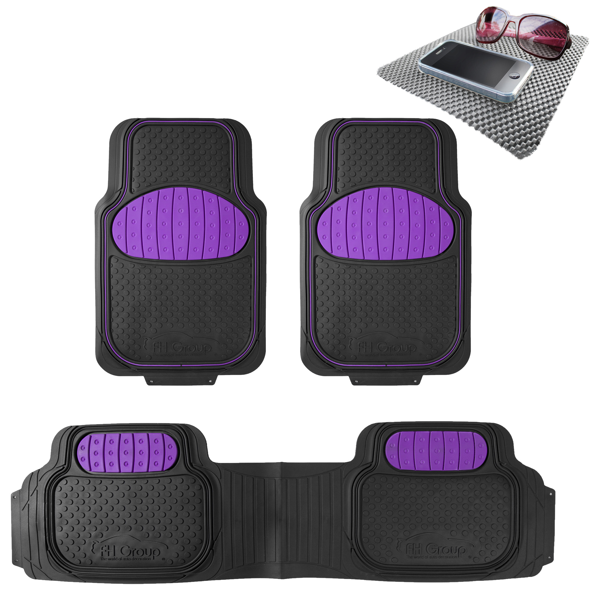 All Weather Heavy Weight Floor Mats For Auto Purple Black W Free