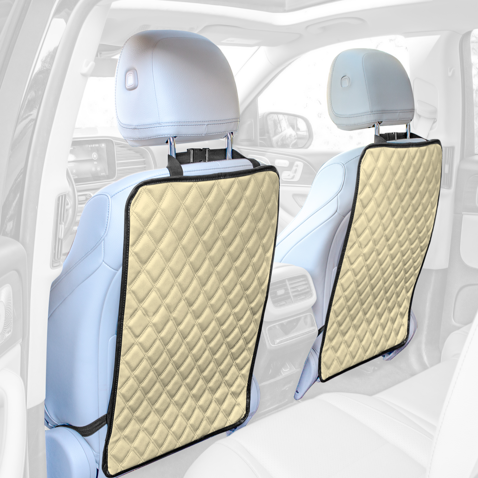 E-Z Travel Faux Leather Seat Back Protector with Diamond Pattern - 2 Pack - Picture 2 of 25