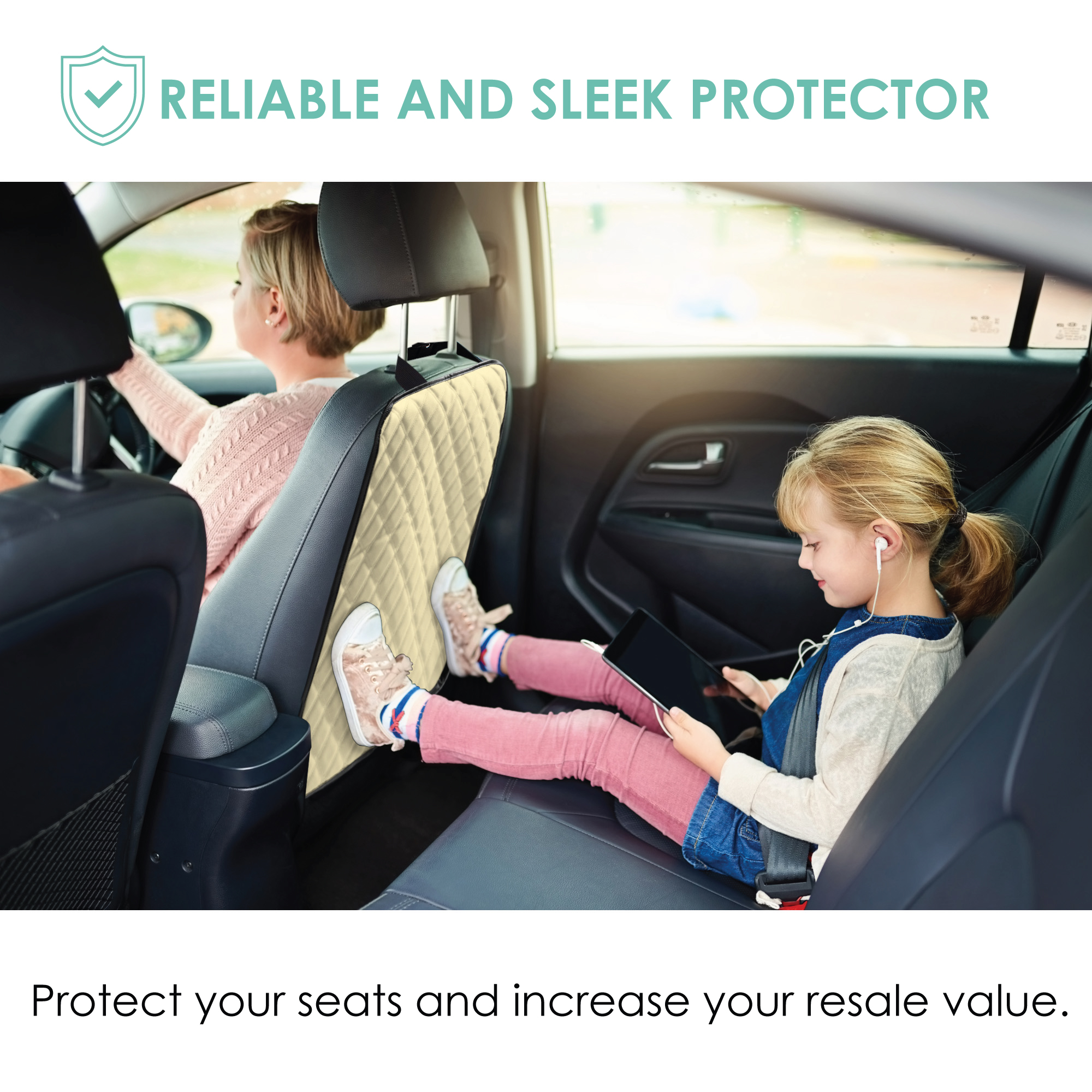 E-Z Travel Faux Leather Seat Back Protector with Diamond Pattern - 2 Pack - Picture 3 of 25