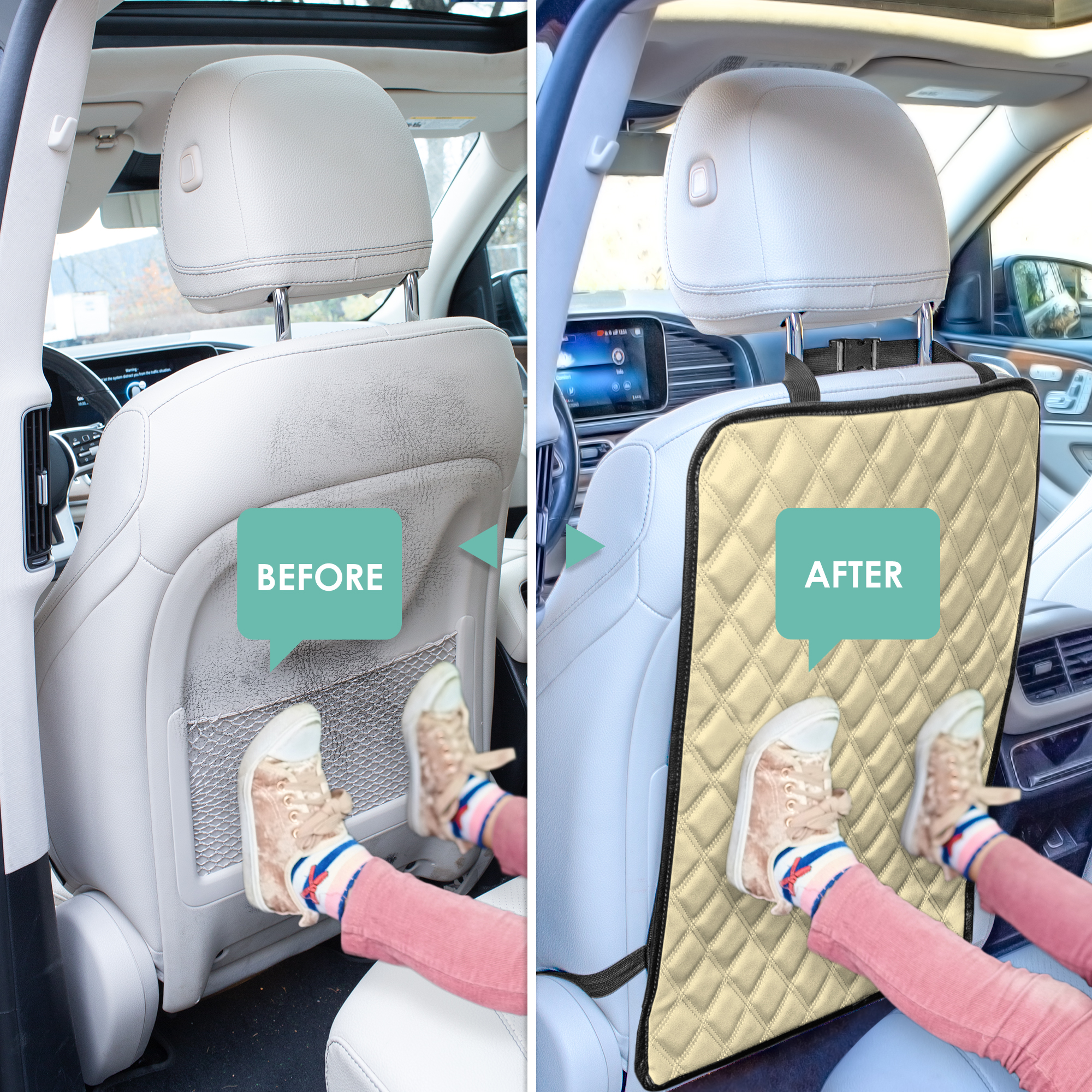 E-Z Travel Faux Leather Seat Back Protector with Diamond Pattern - 2 Pack - Picture 4 of 25