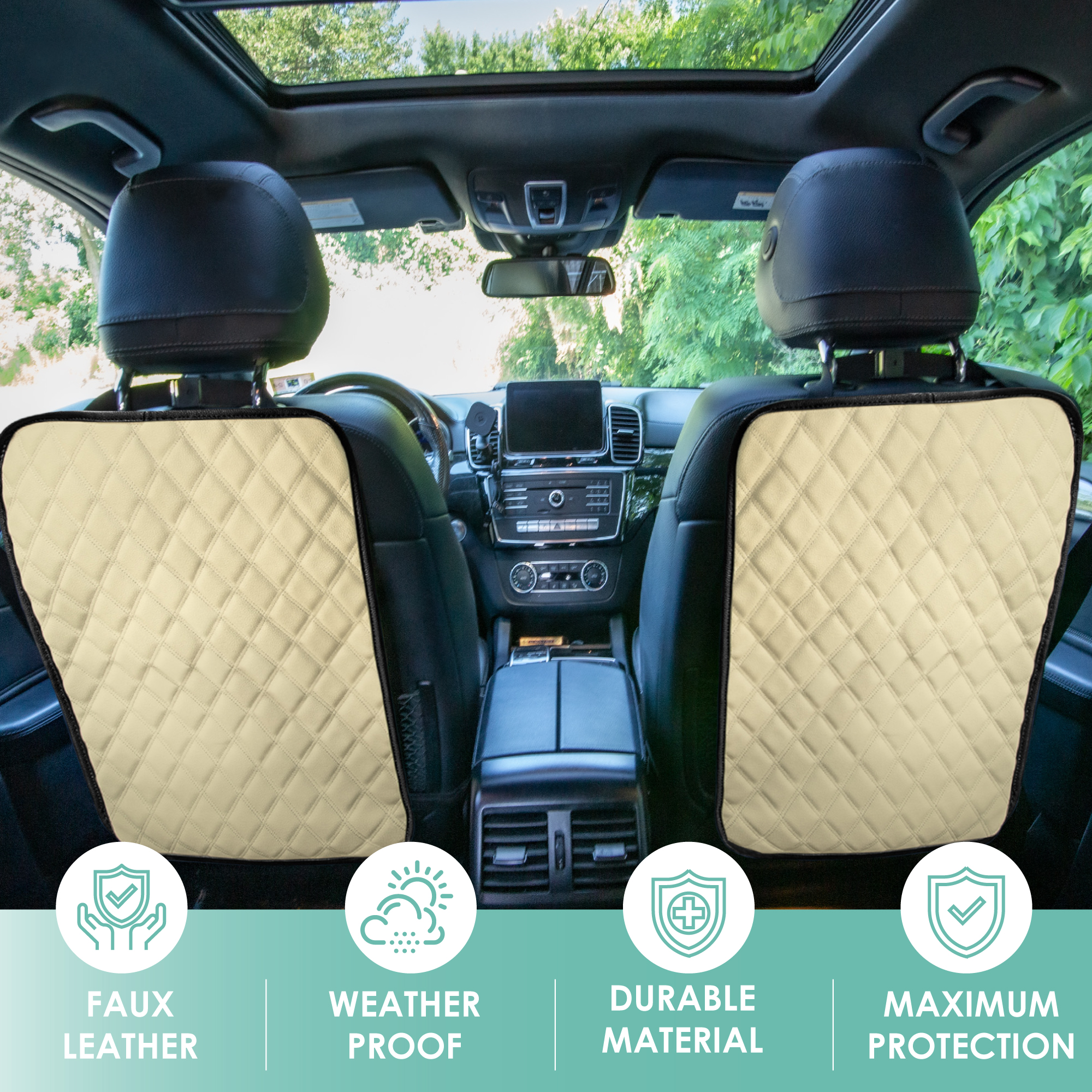 E-Z Travel Faux Leather Seat Back Protector with Diamond Pattern - 2 Pack - Picture 5 of 25