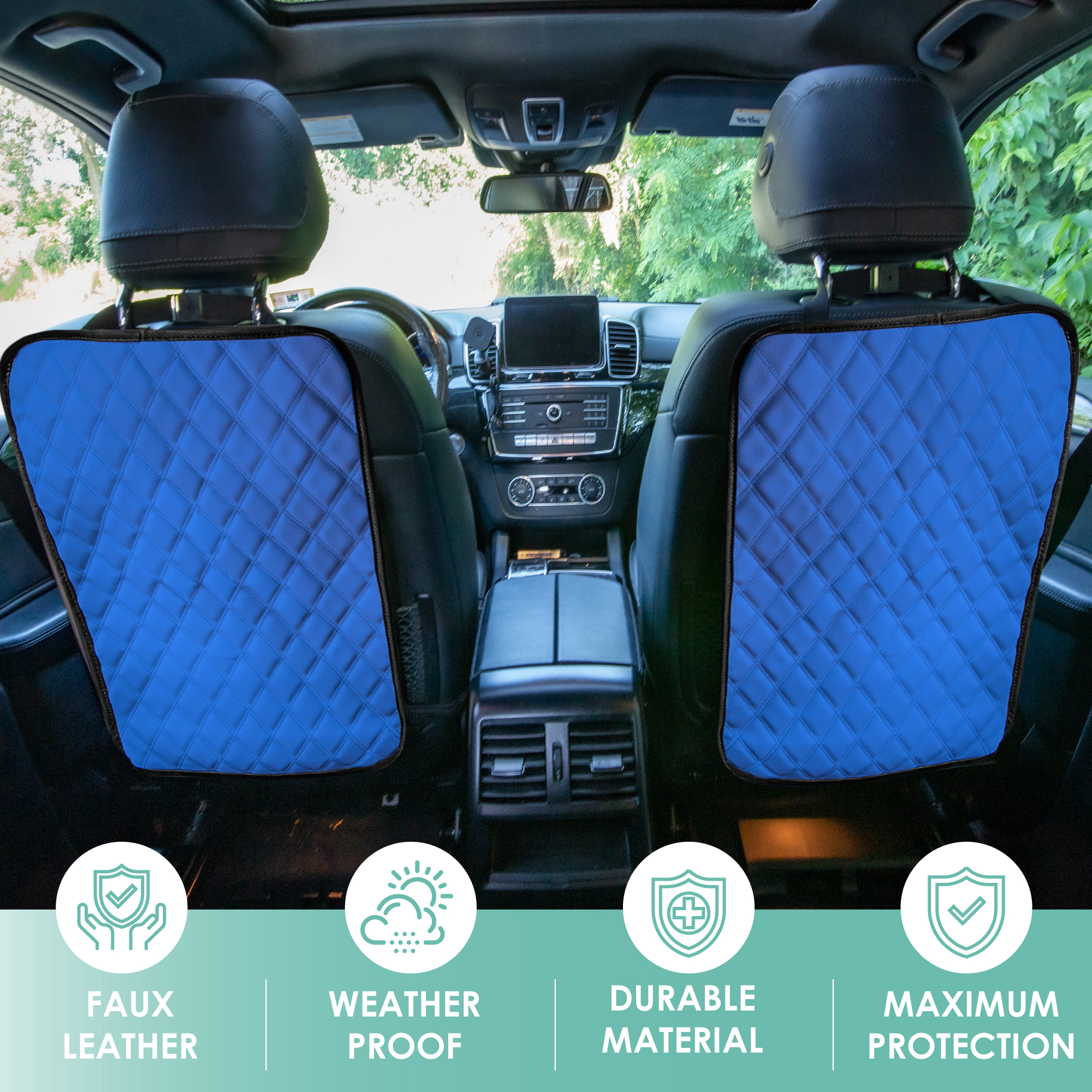 E-Z Travel Faux Leather Seat Back Protector with Diamond Pattern - 2 Pack - Picture 11 of 25