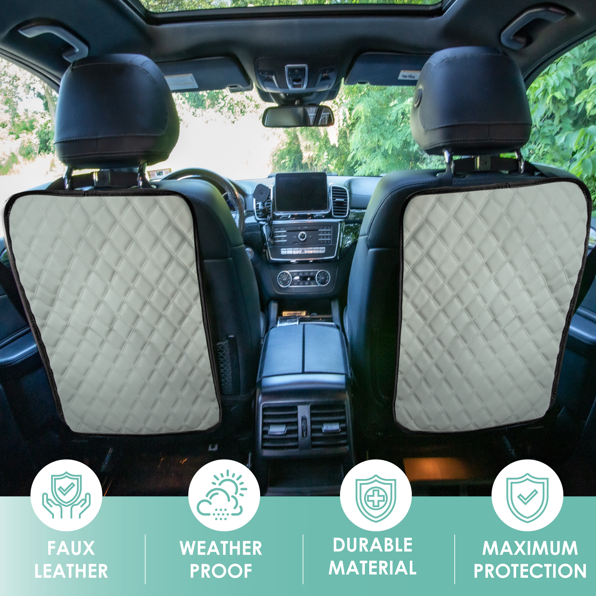 E-Z Travel Faux Leather Seat Back Protector with Diamond Pattern - 2 Pack - Picture 17 of 25