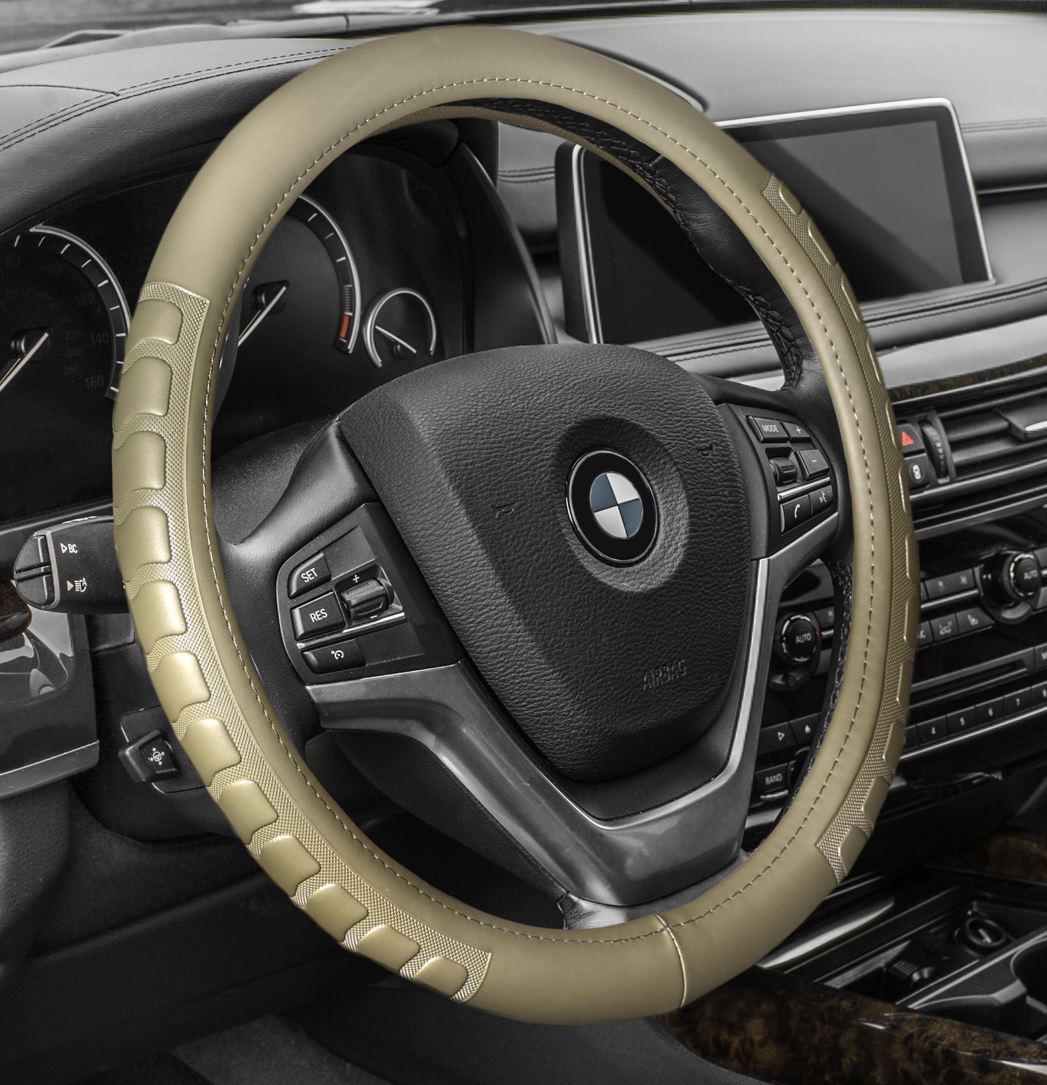 FH Group Microfiber Leather Car Steering Wheel Cover Fits 14.5" - 15.5" - Picture 5 of 16