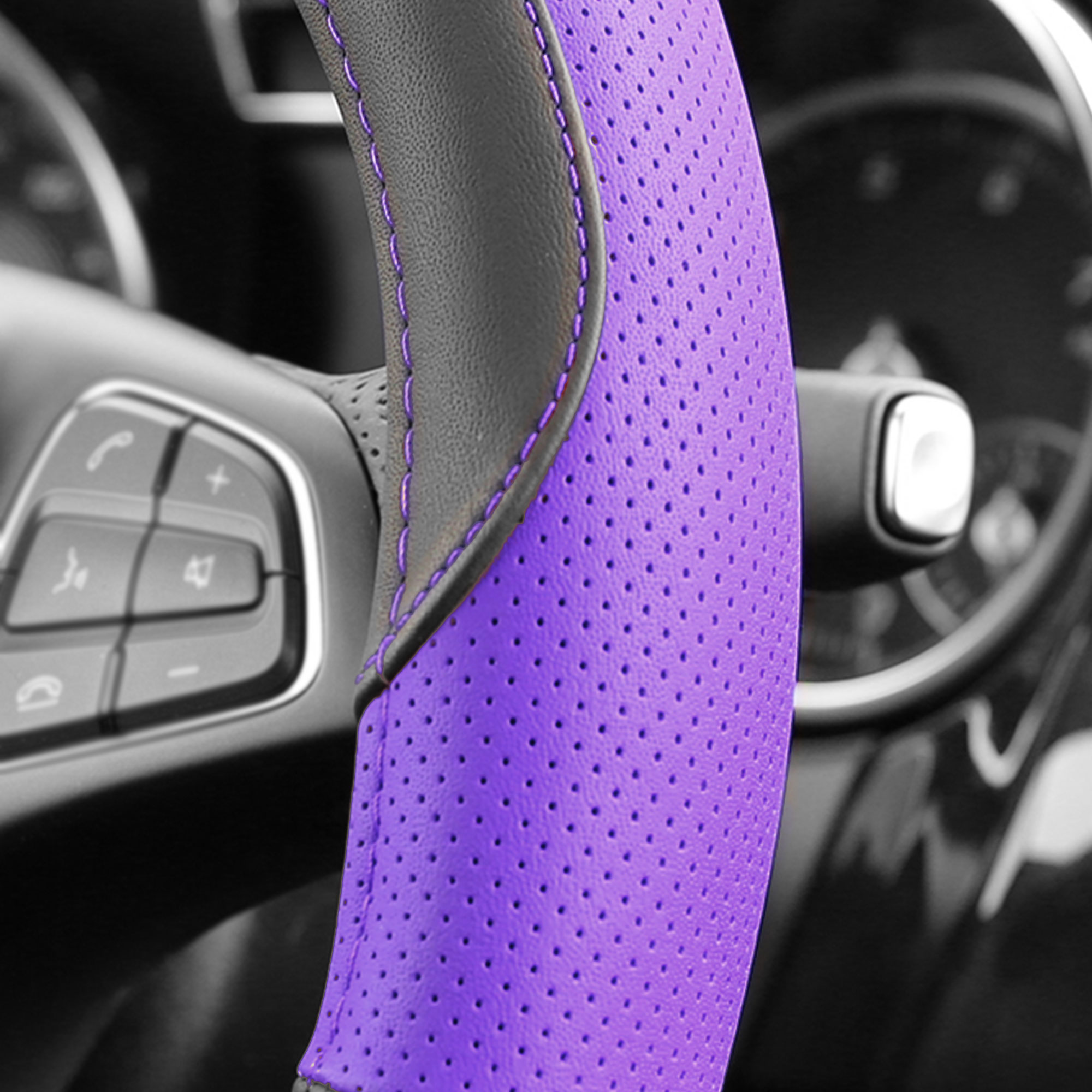 Cubierta de volante de coche de cuero de microfibra FH Group Spectrum se adapta a 14,5" - 15,5" - Imagen 18 de 30