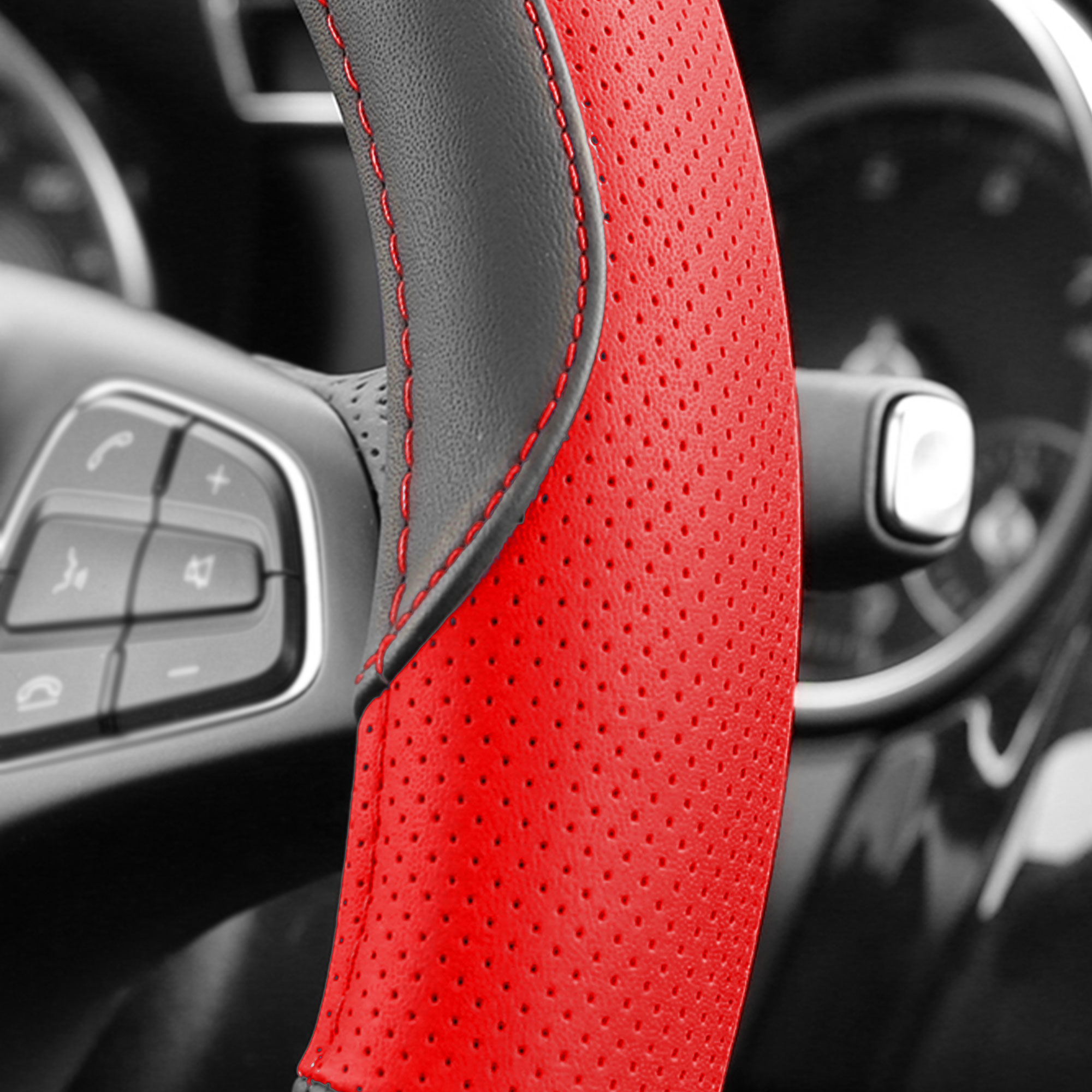 Cubierta de volante de coche de cuero de microfibra FH Group Spectrum se adapta a 14,5" - 15,5" - Imagen 24 de 30