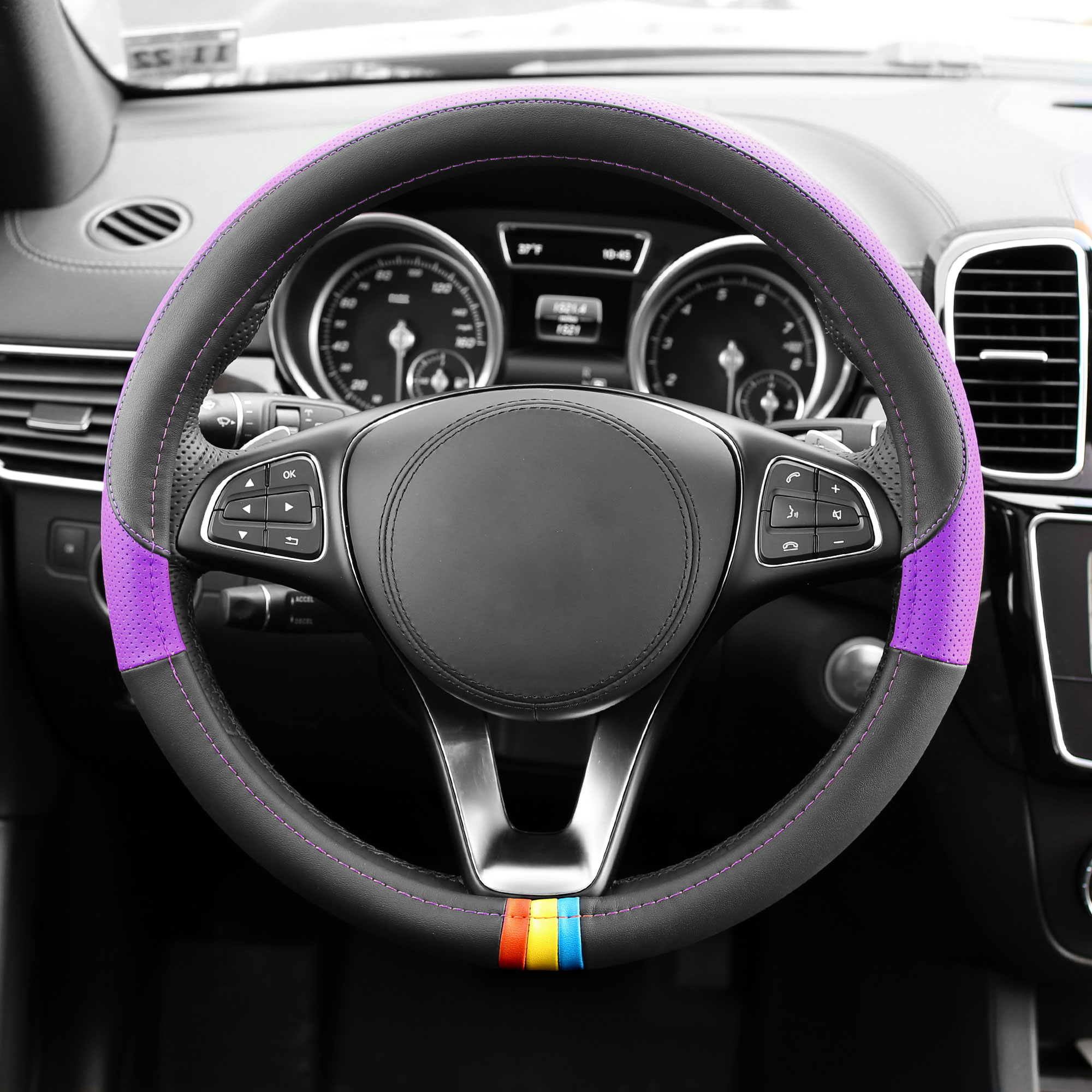 Cubierta de volante de coche de cuero de microfibra FH Group Spectrum se adapta a 14,5" - 15,5" - Imagen 14 de 30