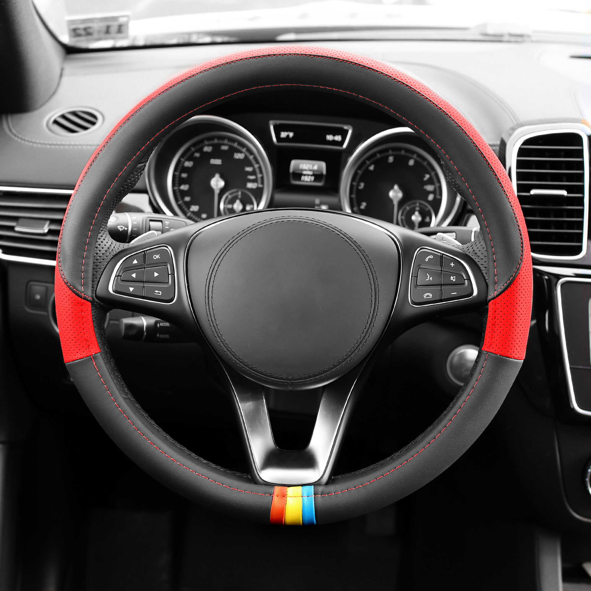 Cubierta de volante de coche de cuero de microfibra FH Group Spectrum se adapta a 14,5" - 15,5" - Imagen 20 de 30