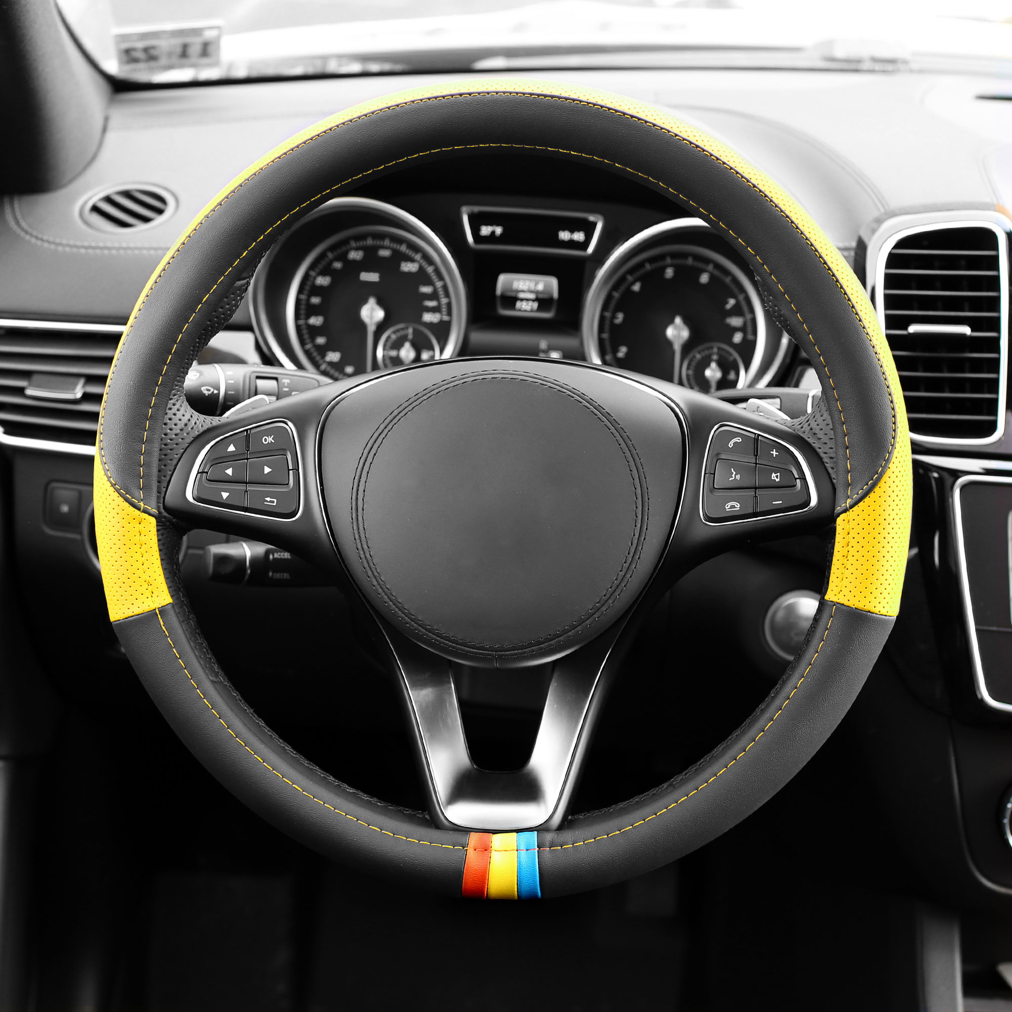 Cubierta de volante de coche de cuero de microfibra FH Group Spectrum se adapta a 14,5" - 15,5" - Imagen 26 de 30