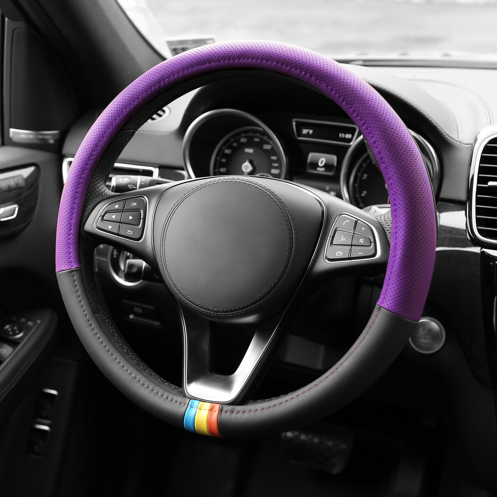 Cubierta de volante de coche de cuero de microfibra FH Group Spectrum se adapta a 14,5" - 15,5" - Imagen 15 de 30