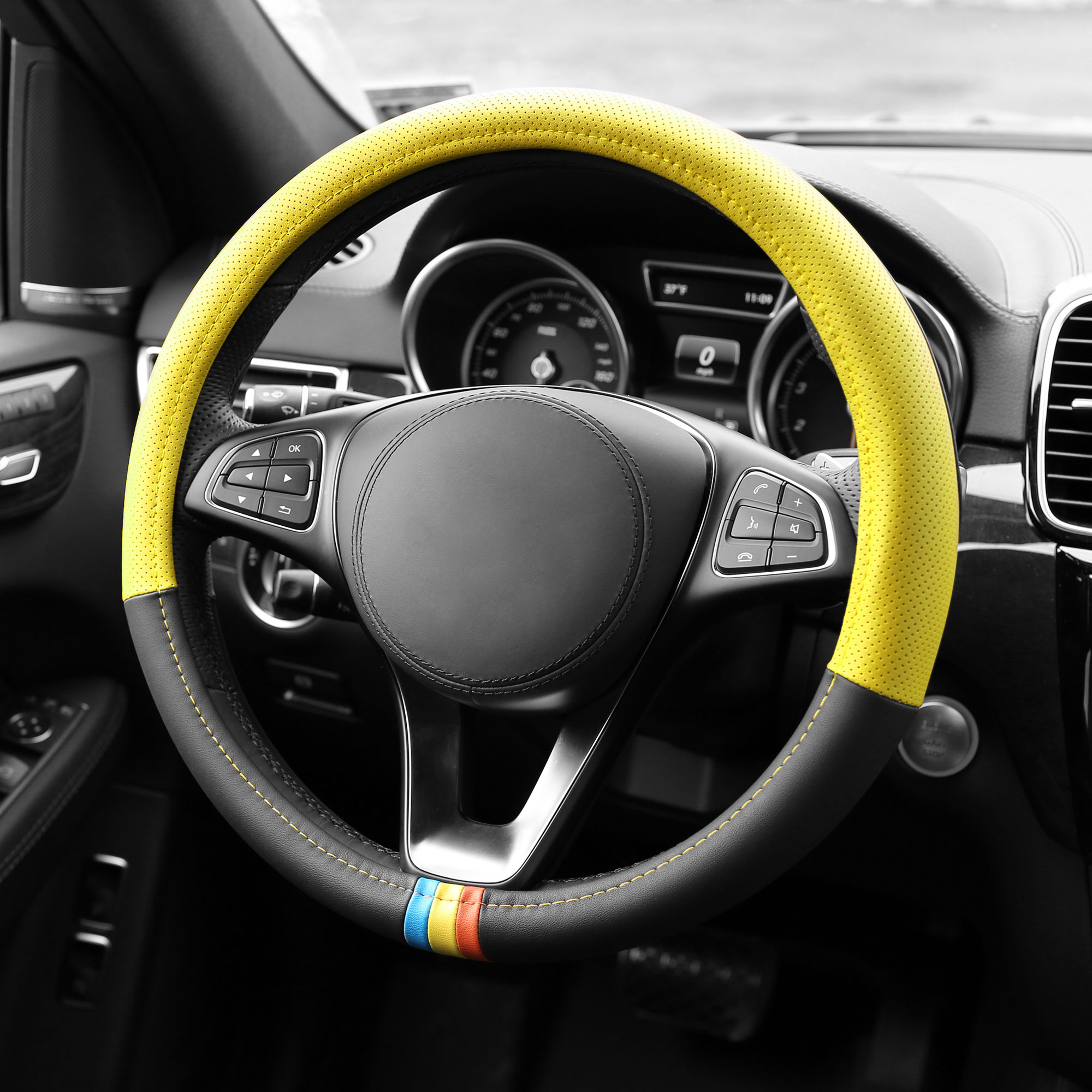 Cubierta de volante de coche de cuero de microfibra FH Group Spectrum se adapta a 14,5" - 15,5" - Imagen 27 de 30