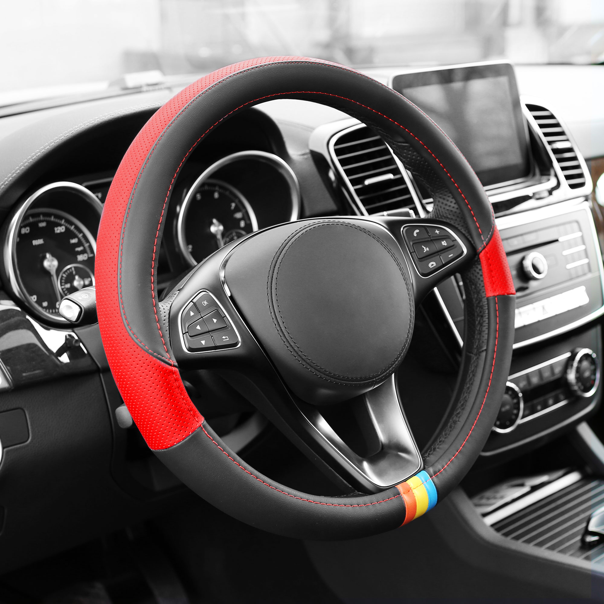 Cubierta de volante de coche de cuero de microfibra FH Group Spectrum se adapta a 14,5" - 15,5" - Imagen 22 de 30