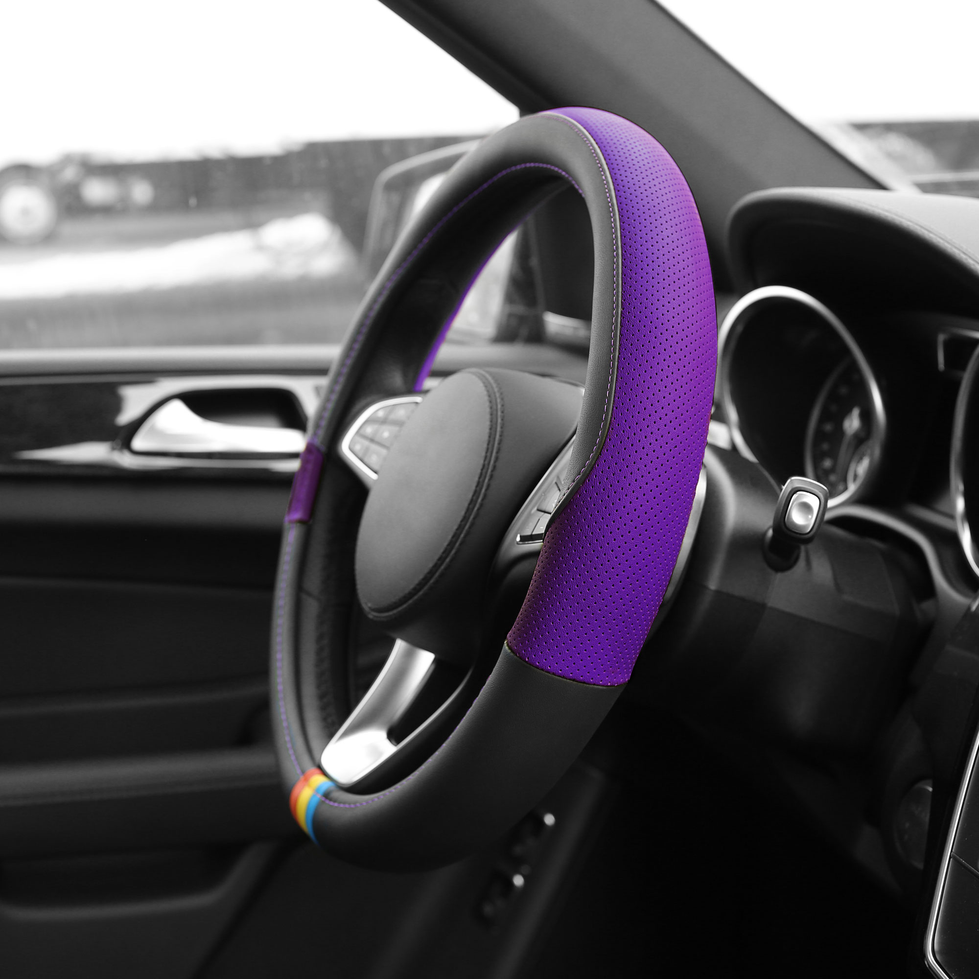 Cubierta de volante de coche de cuero de microfibra FH Group Spectrum se adapta a 14,5" - 15,5" - Imagen 17 de 30