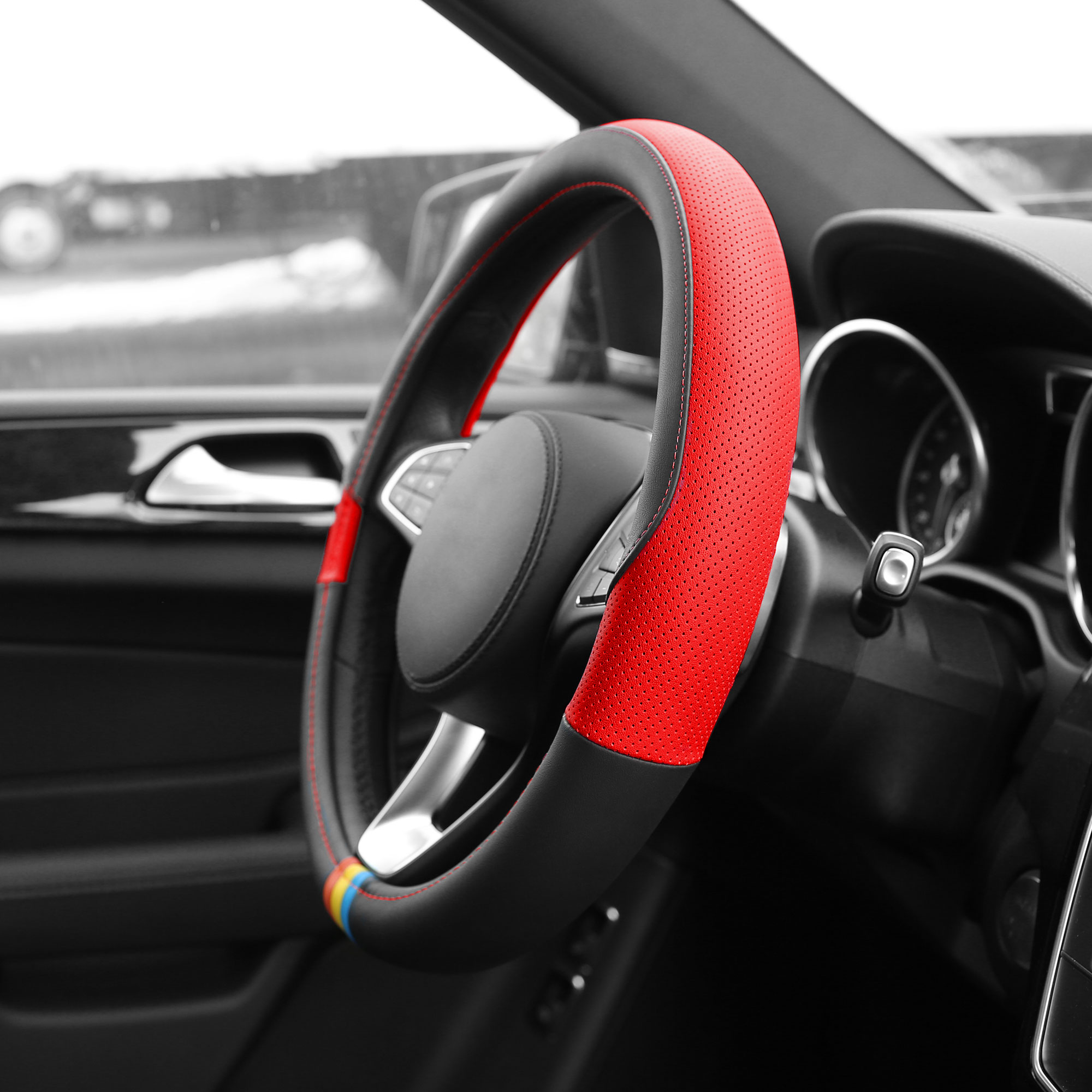 Cubierta de volante de coche de cuero de microfibra FH Group Spectrum se adapta a 14,5" - 15,5" - Imagen 23 de 30
