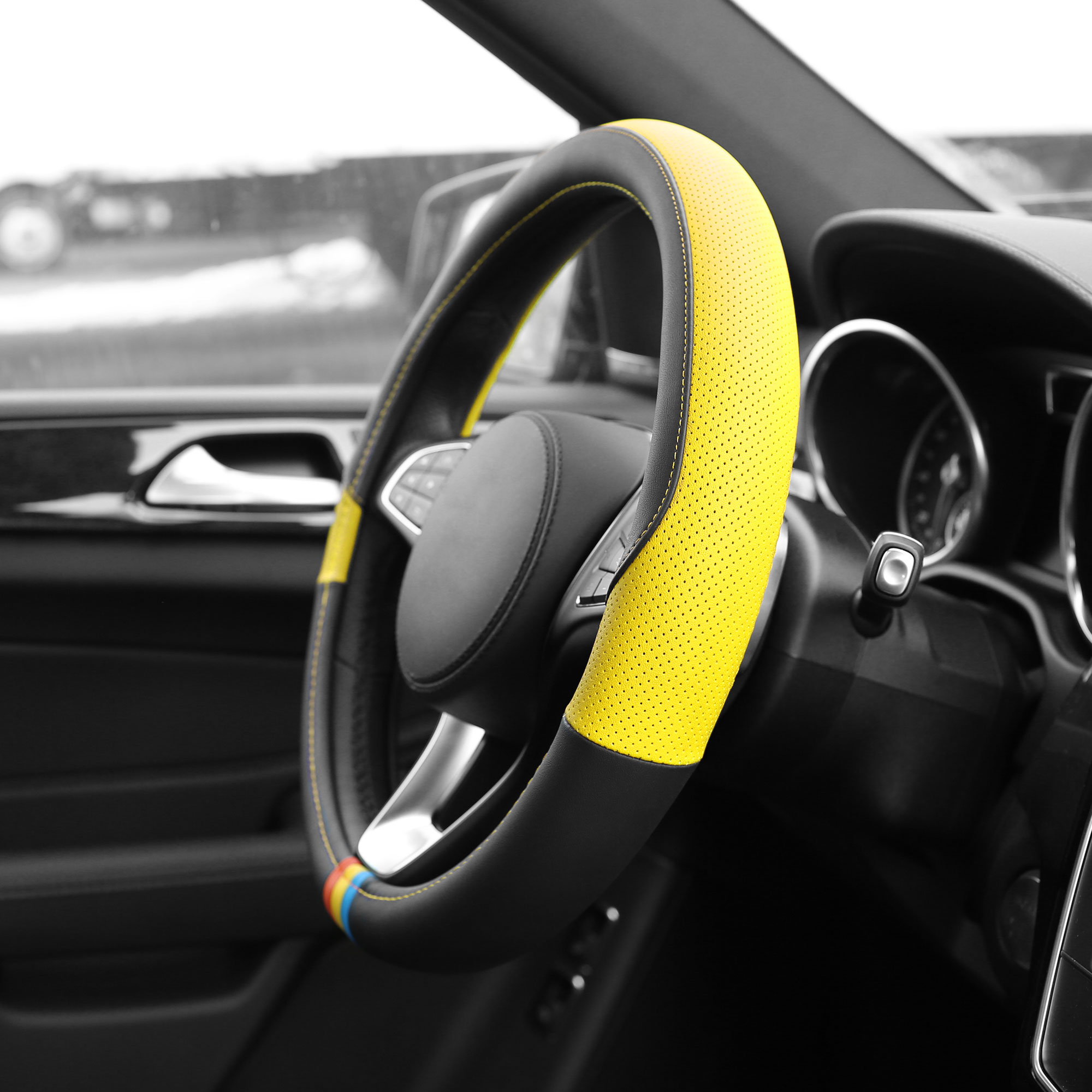 Cubierta de volante de coche de cuero de microfibra FH Group Spectrum se adapta a 14,5" - 15,5" - Imagen 29 de 30