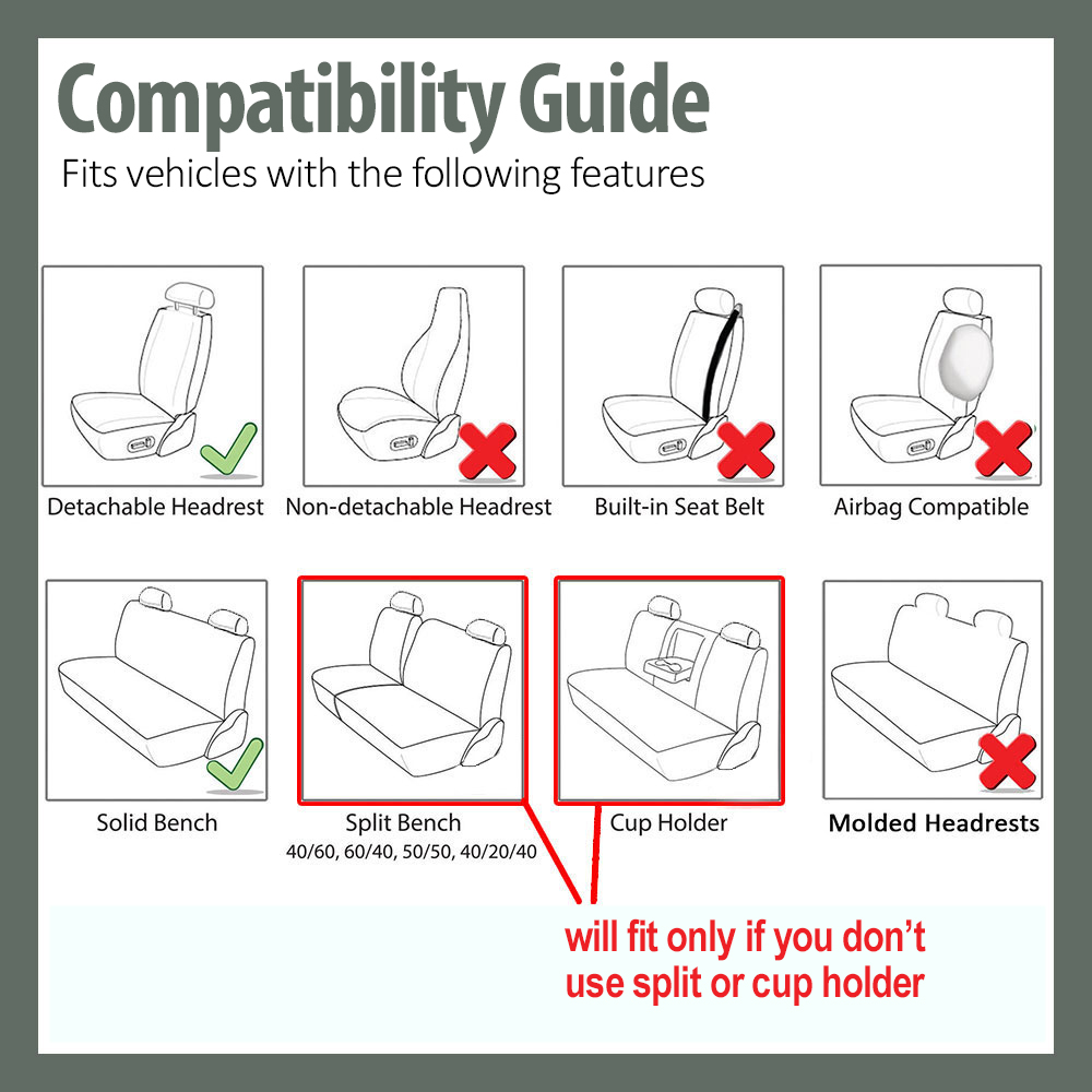 FH Group Universal Fit PU Leather Car Seat Covers - Solid Bench w/ Floor Mats - Bild 7 von 9