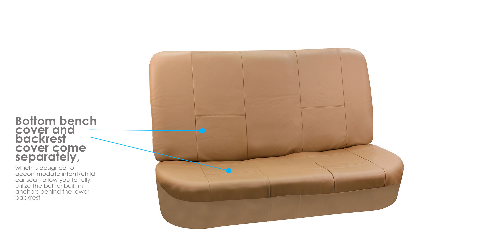 FH Group Universal Fit PU Leather Car Seat Covers - Solid Bench w/ Floor Mats - Bild 9 von 9