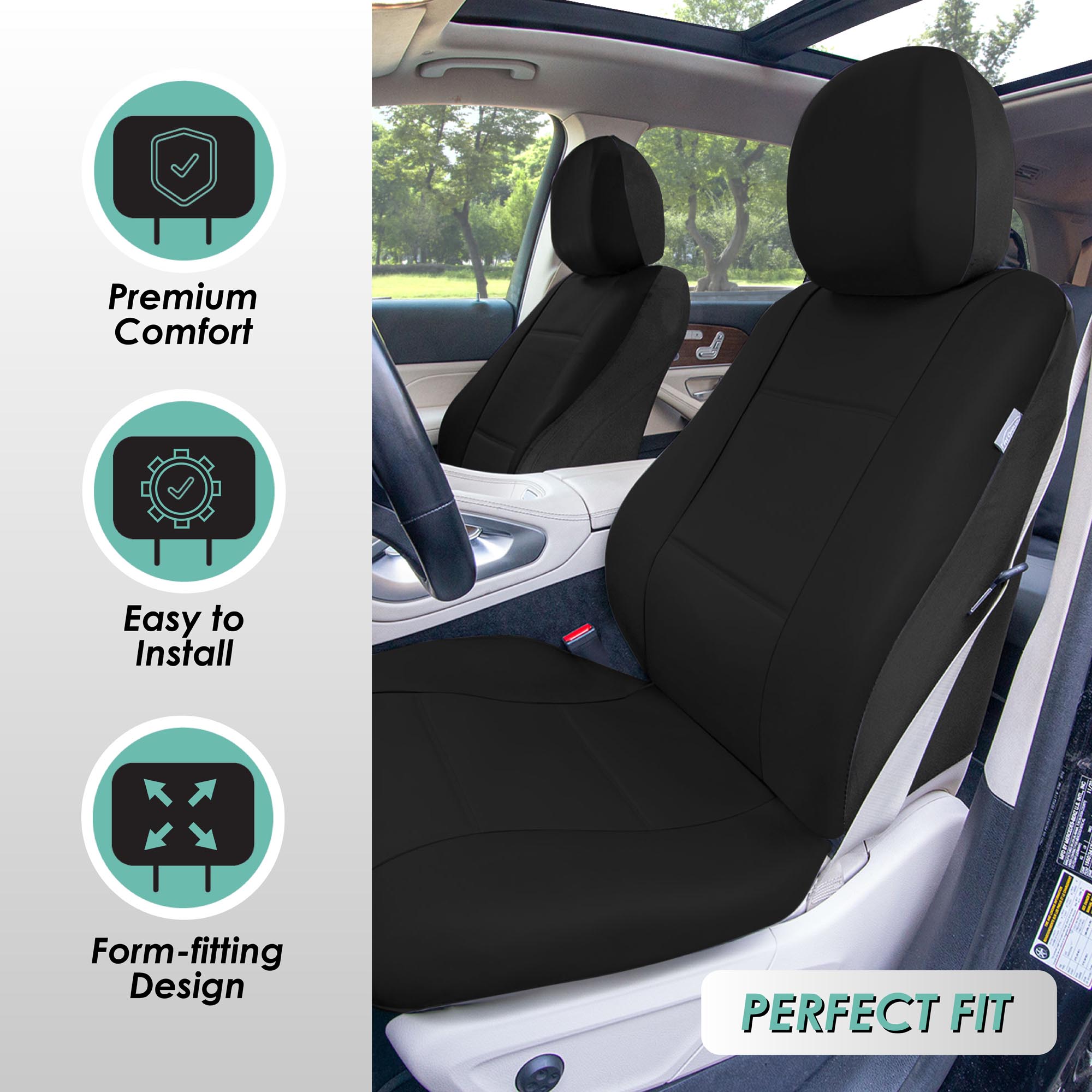 FH Group Universal Fit PU Leather Car Seat Covers for Truck SUV Van - Front Set - Picture 5 of 34