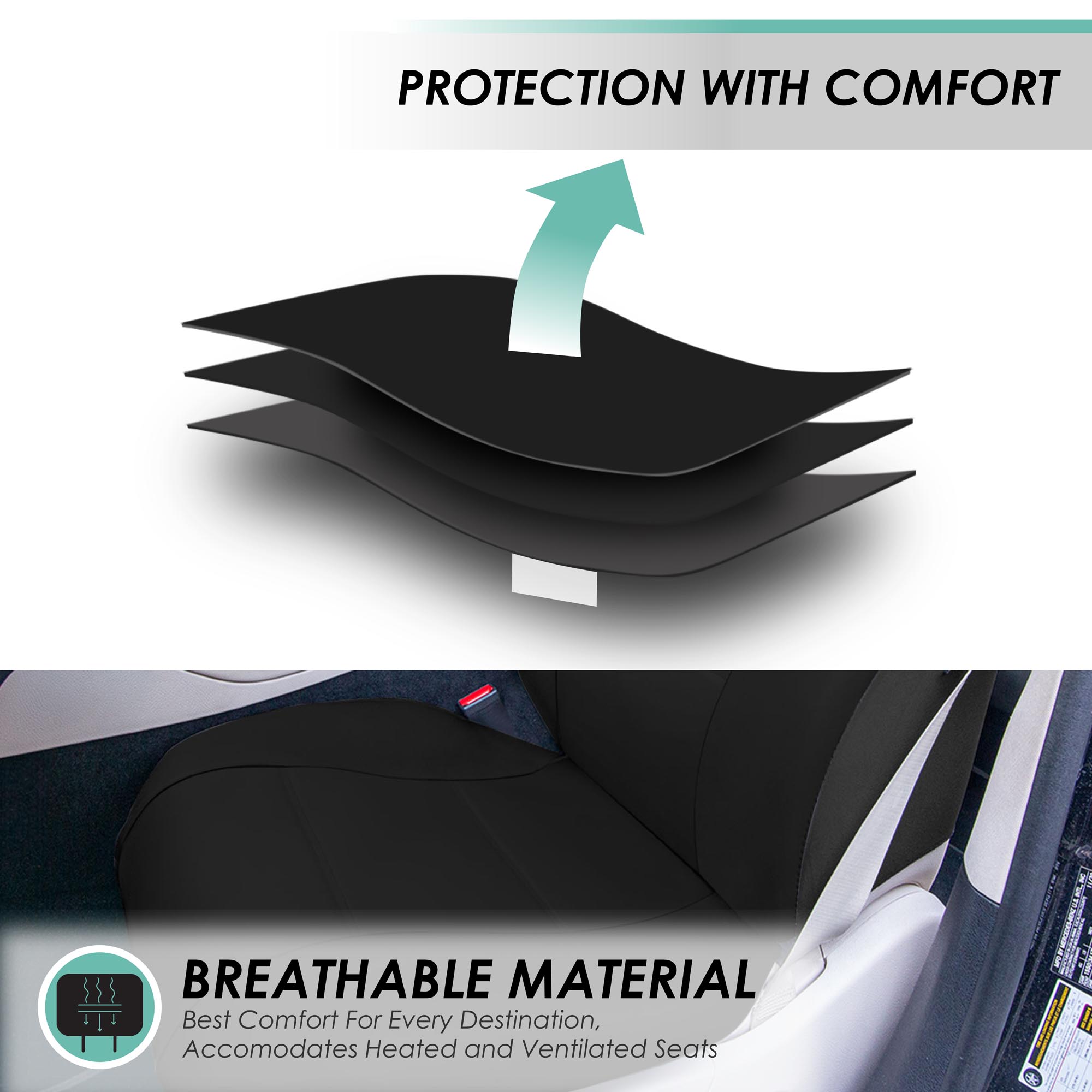 FH Group Universal Fit PU Leather Car Seat Covers for Truck SUV Van - Front Set - Picture 7 of 34