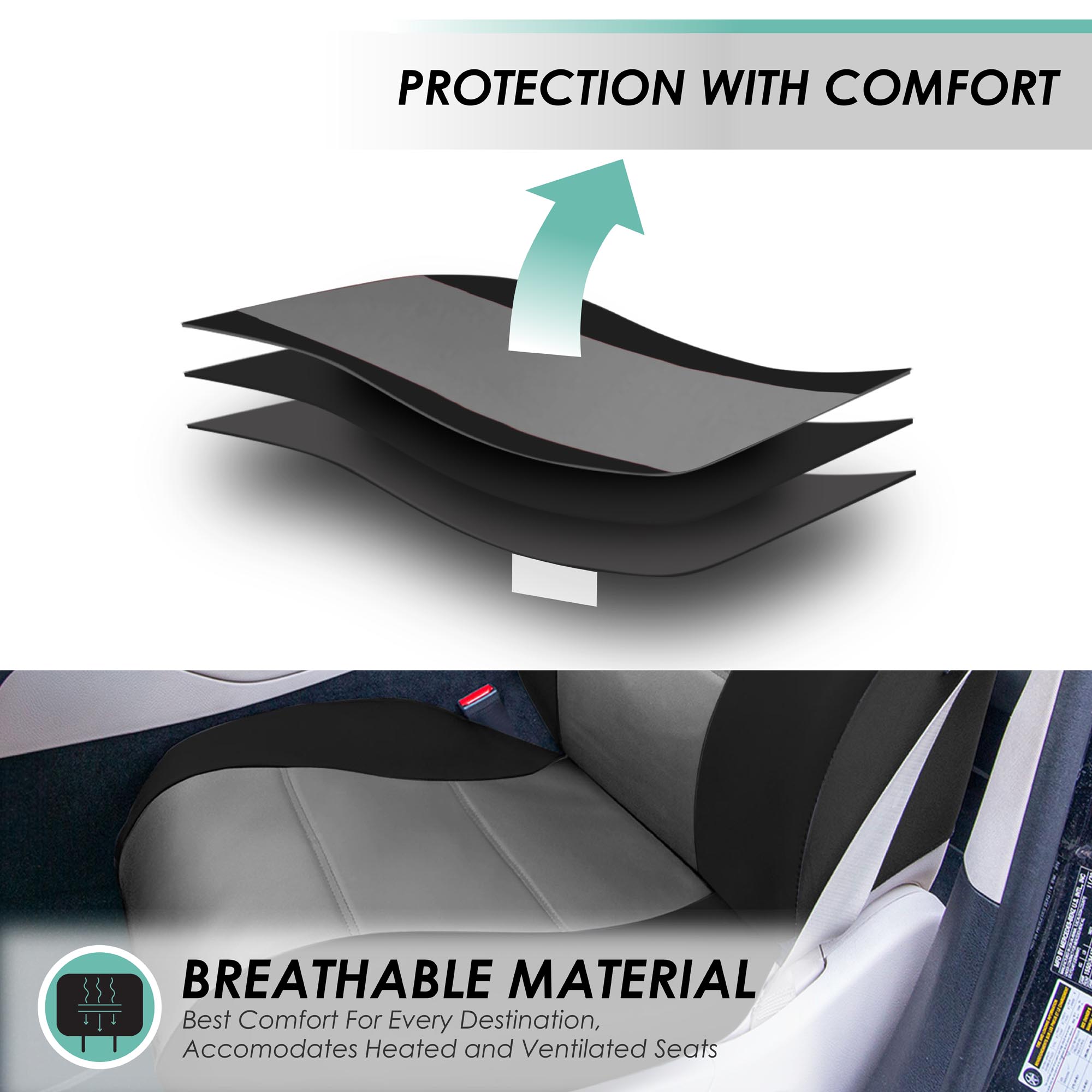 FH Group Universal Fit PU Leather Car Seat Covers for Truck SUV Van - Front Set - Picture 23 of 34