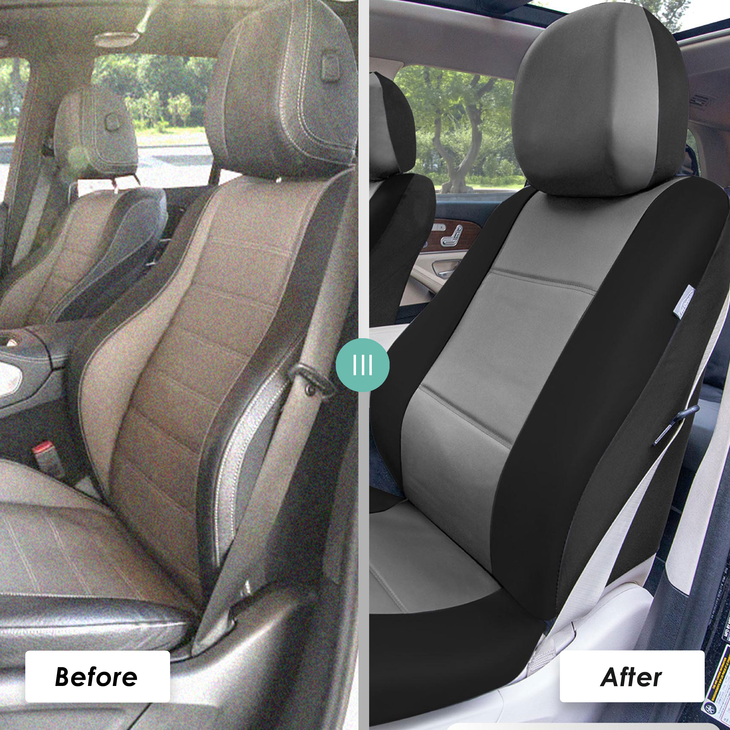 FH Group Universal Fit PU Leather Car Seat Covers for Truck SUV Van - Front Set - Picture 26 of 34