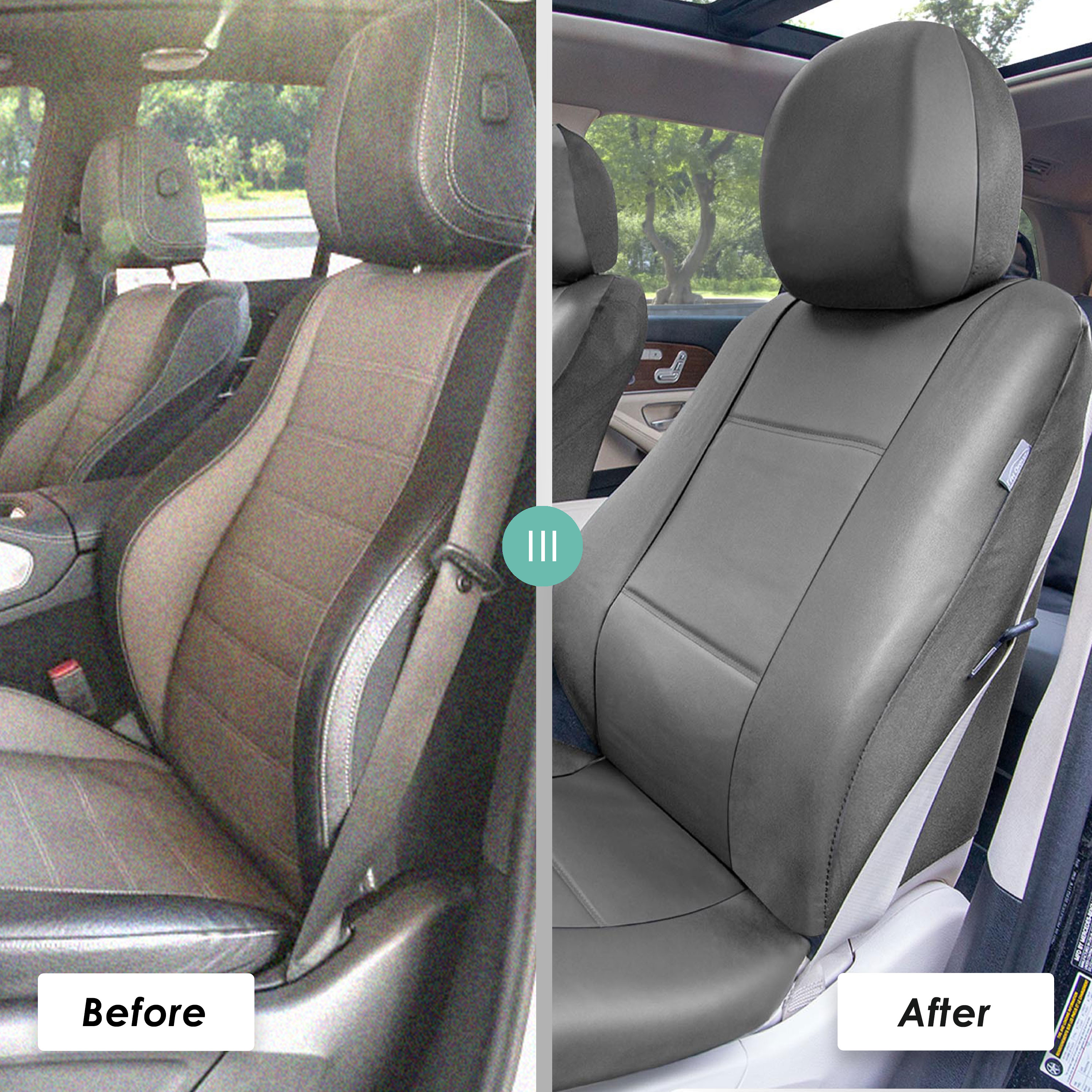 FH Group Universal Fit PU Leather Car Seat Covers for Truck SUV Van - Front Set - Picture 18 of 34