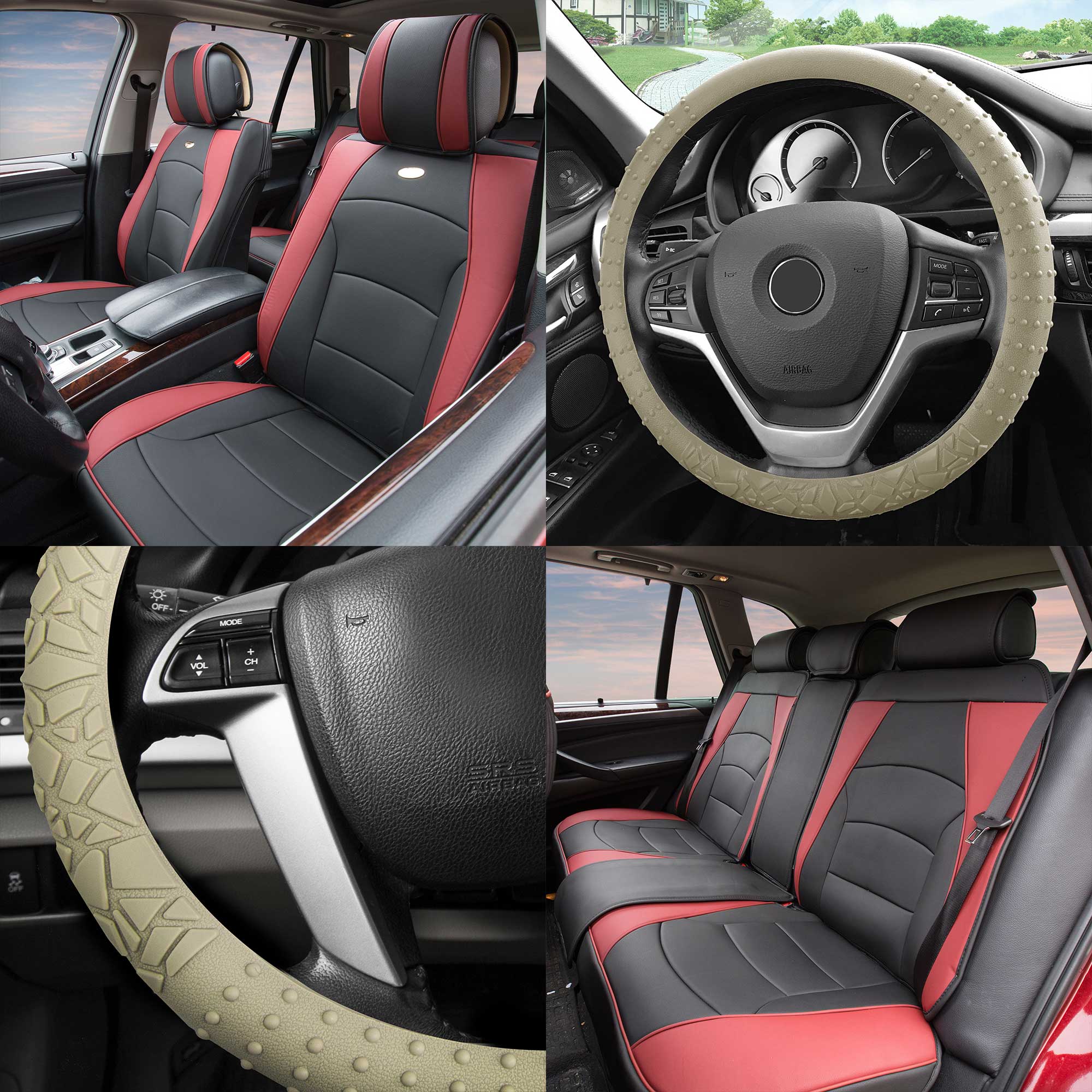 Leatherette car seat covers fit MERCEDES B CLASS Eco-leather black//beige