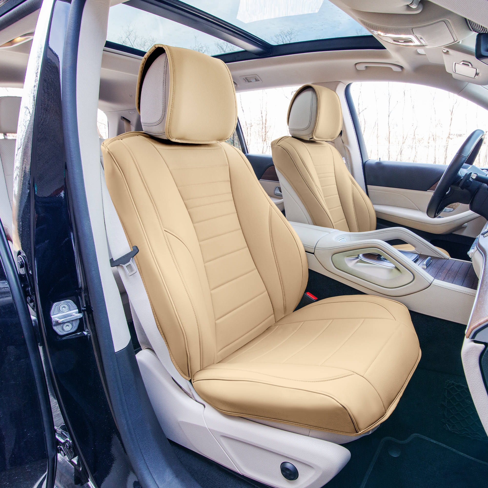 FH Group for 1996-04 MERCEDES BENZ SLK CLASS Luxe Car Seat Covers – 2 Front Seat - Picture 3 of 57