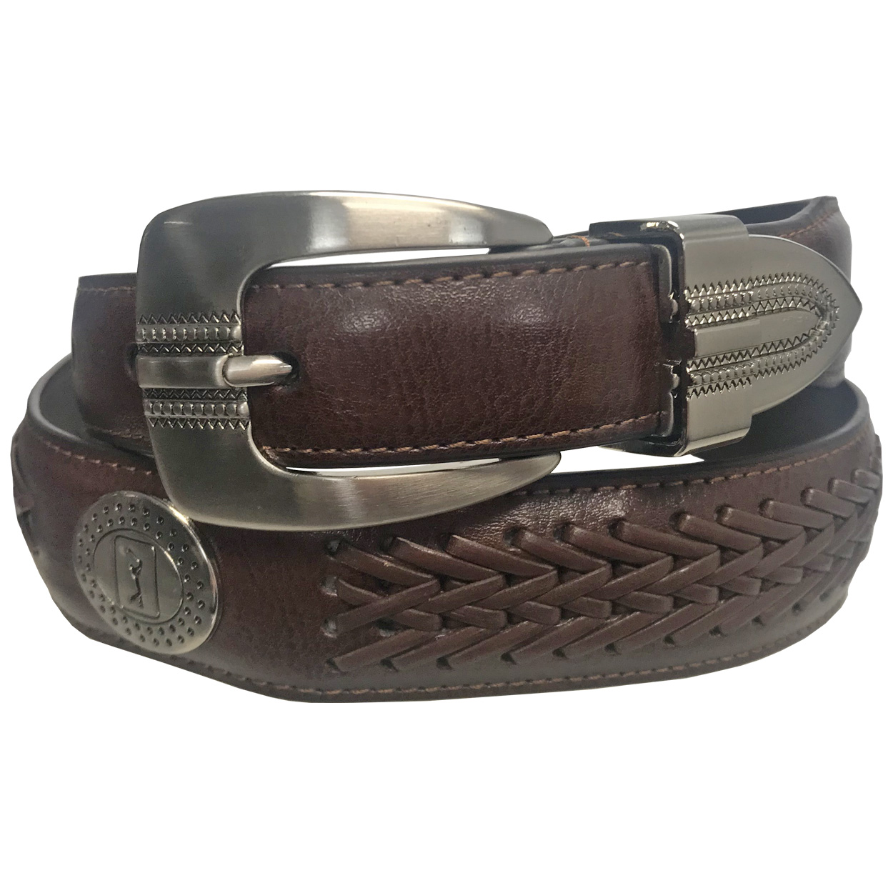 PGA Tour Braided Medallion Leather Golf Belt, NEW eBay