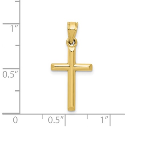 10K Yellow Gold Cross Pendant Necklace on a 10K Gold Chain - 第 7/11 張圖片
