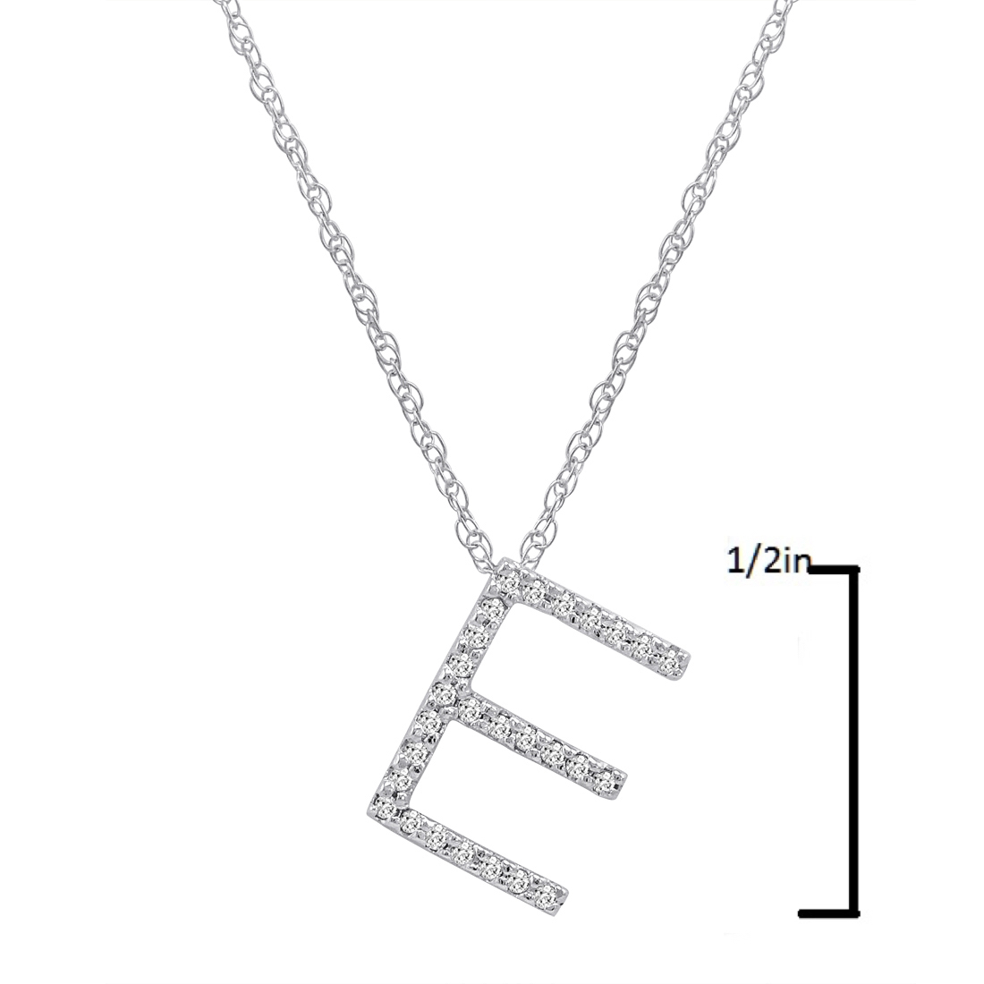 14K White Gold Diamond Initial Pendant Necklace on a 16" White Gold Chain - Picture 14 of 49