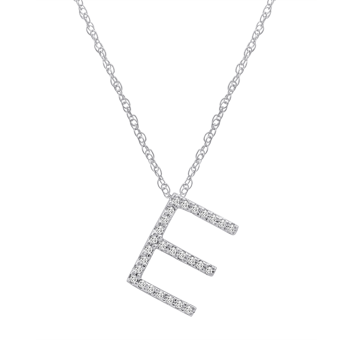 14K White Gold Diamond Initial Pendant Necklace on a 16" White Gold Chain - Picture 13 of 49