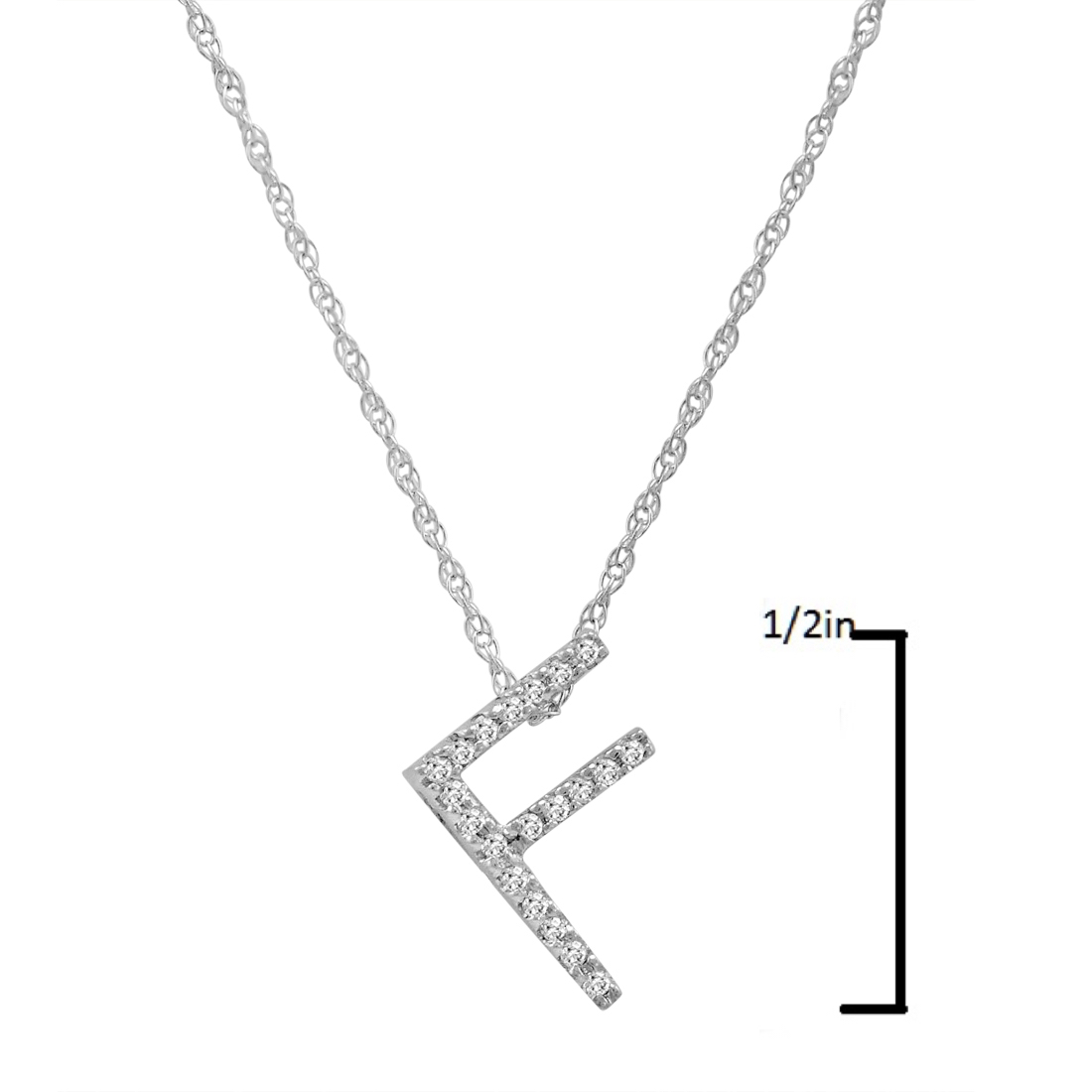 14K White Gold Diamond Initial Pendant Necklace on a 16" White Gold Chain - Picture 17 of 49