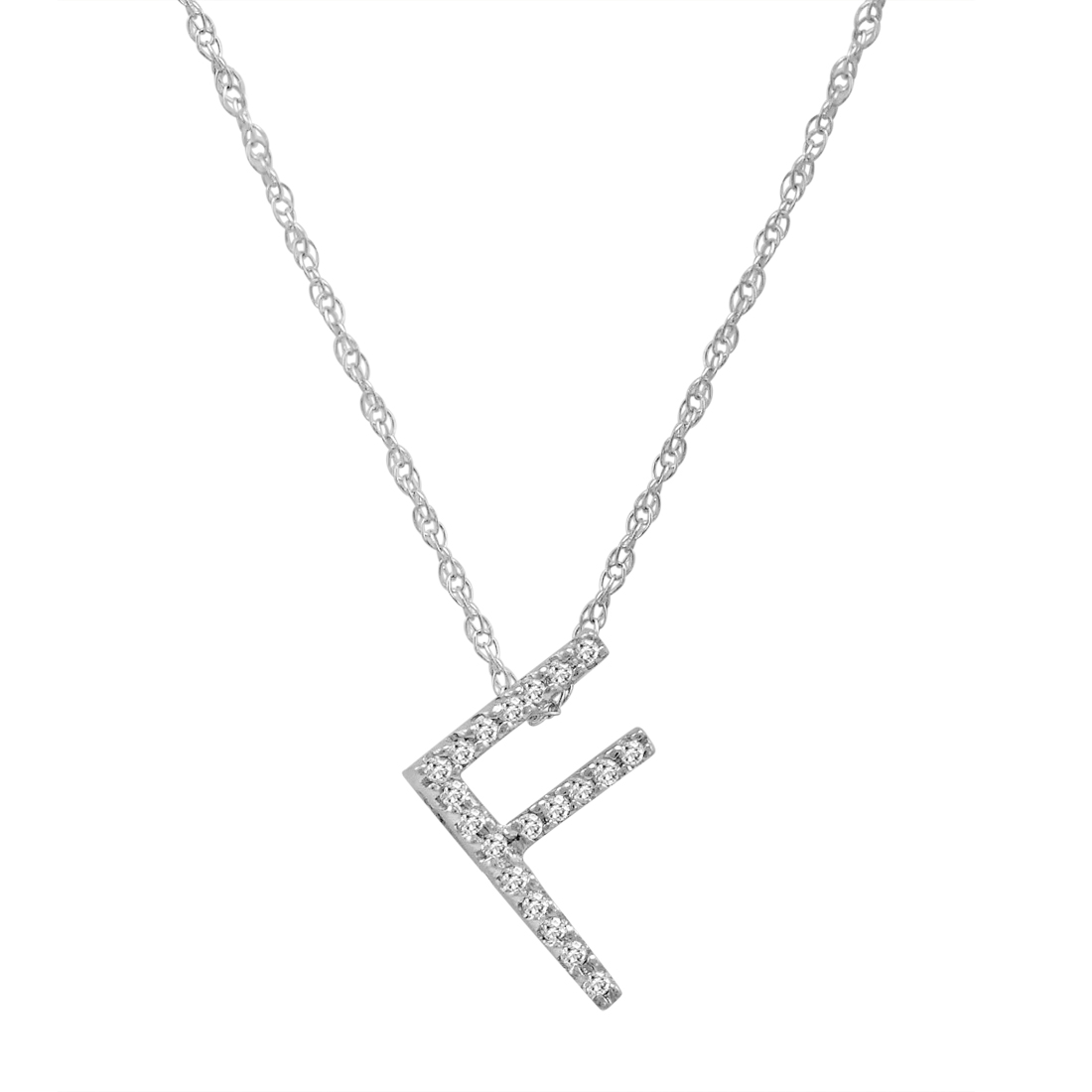 14K White Gold Diamond Initial Pendant Necklace on a 16" White Gold Chain - Picture 16 of 49