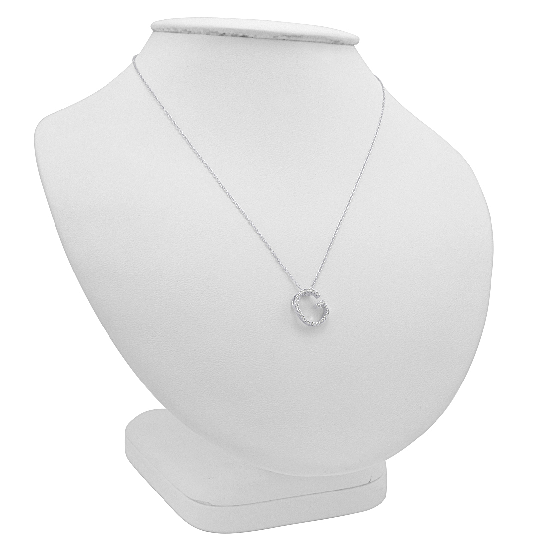 14K White Gold Diamond Initial Pendant Necklace on a 16" White Gold Chain - Picture 21 of 49