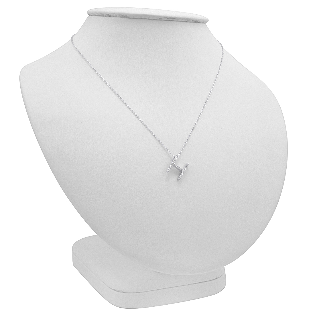 14K White Gold Diamond Initial Pendant Necklace on a 16" White Gold Chain - Picture 24 of 49