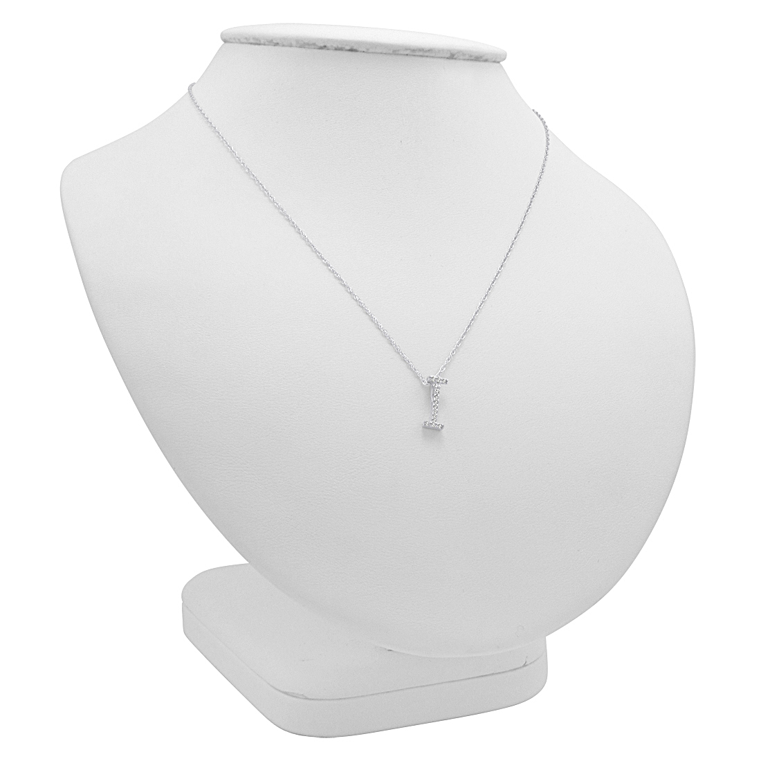 14K White Gold Diamond Initial Pendant Necklace on a 16" White Gold Chain - Picture 28 of 49