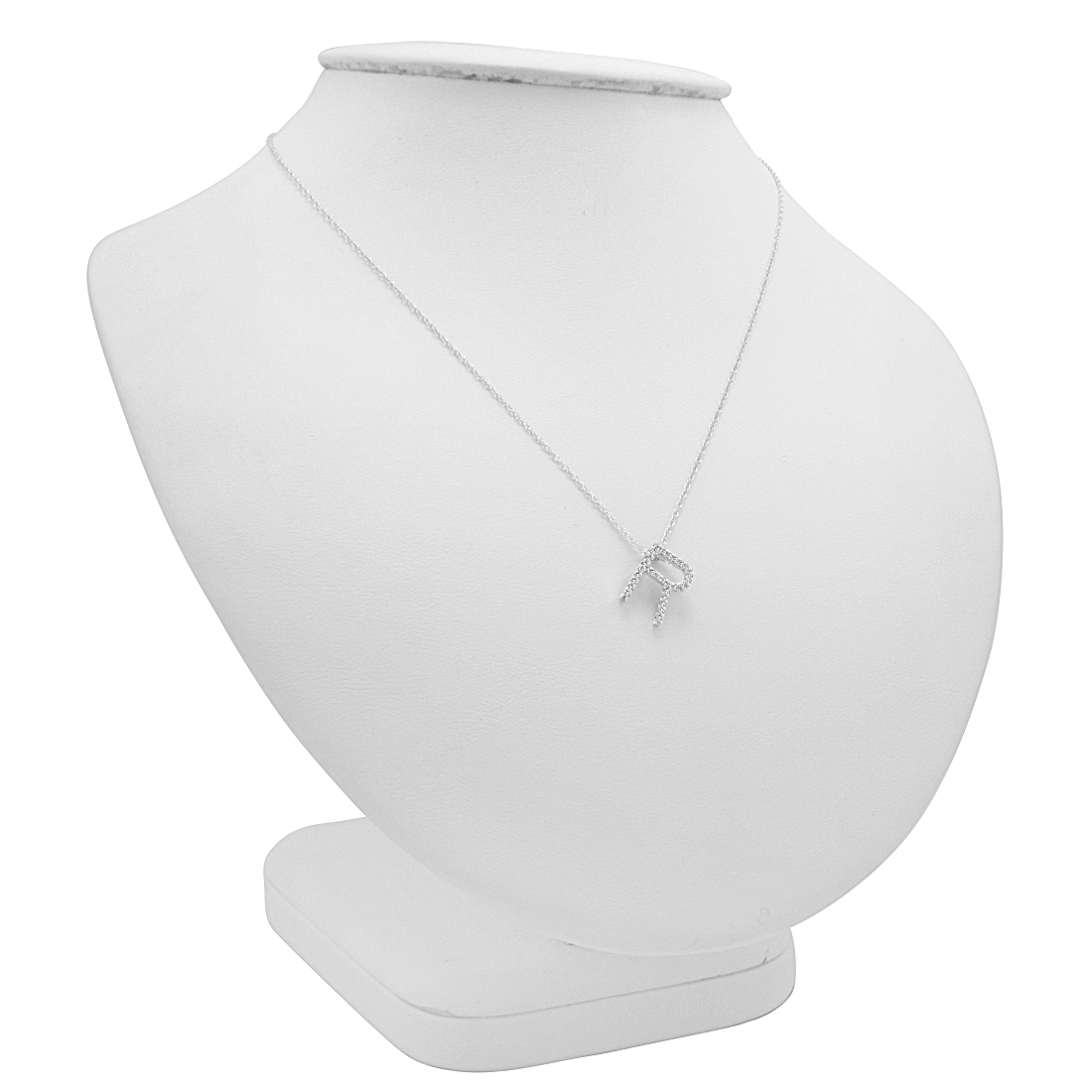 14K White Gold Diamond Initial Pendant Necklace on a 16" White Gold Chain - Picture 39 of 49