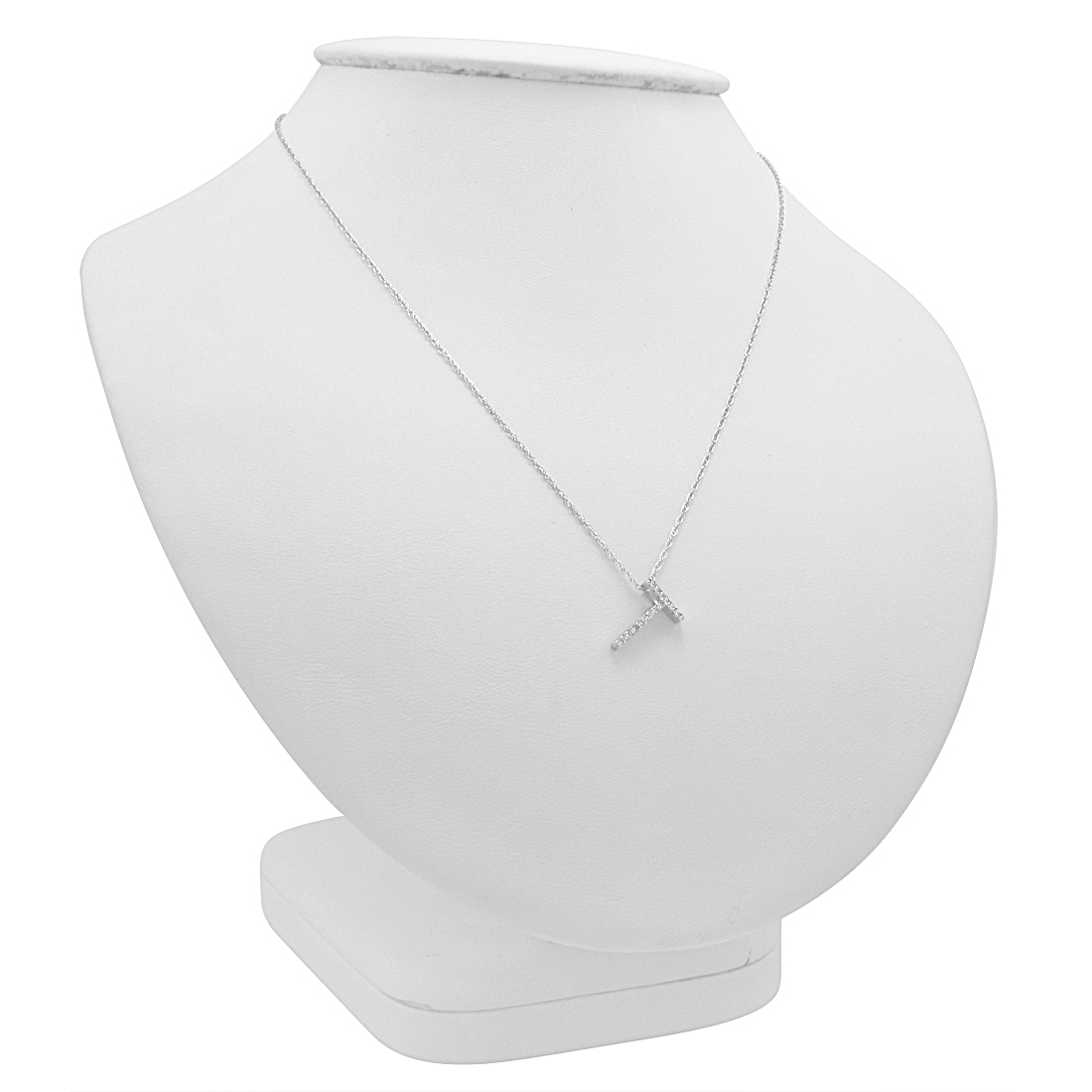 14K White Gold Diamond Initial Pendant Necklace on a 16" White Gold Chain - Picture 44 of 49