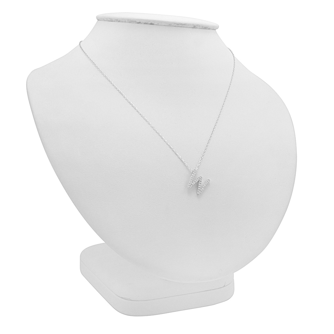 14K White Gold Diamond Initial Pendant Necklace on a 16" White Gold Chain - Picture 48 of 49