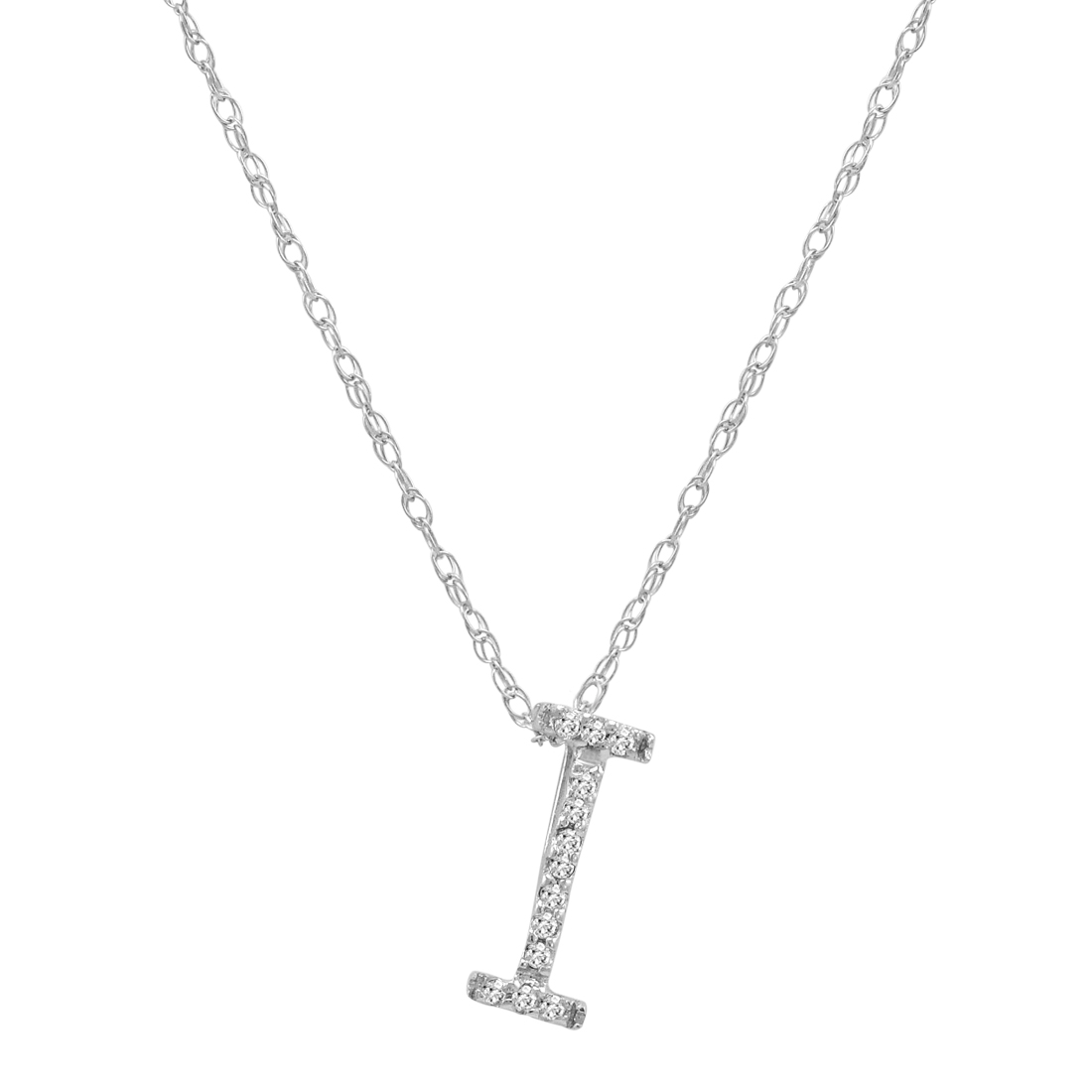 14K White Gold Diamond Initial Pendant Necklace on a 16" White Gold Chain - Picture 27 of 49