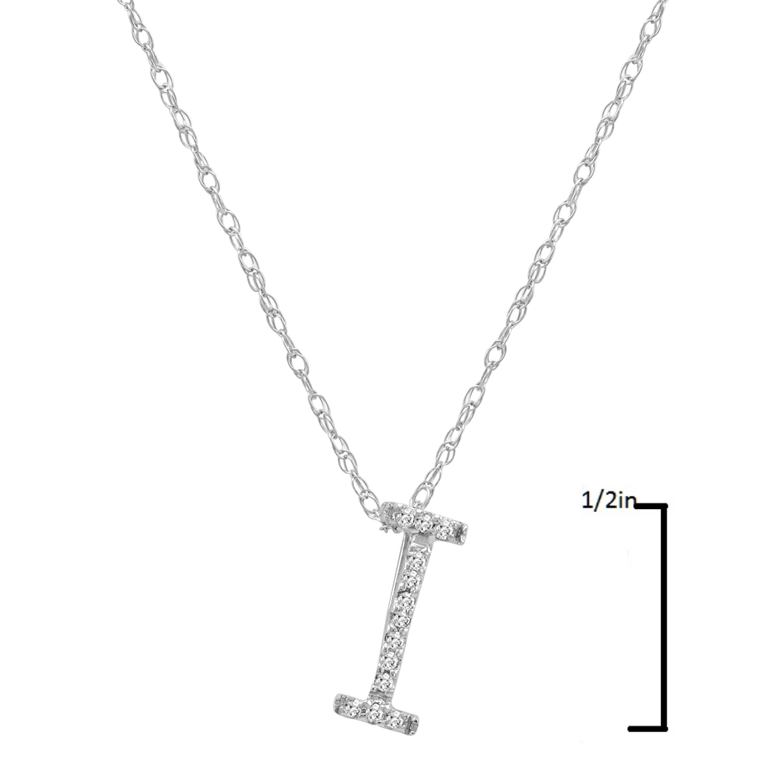 14K White Gold Diamond Initial Pendant Necklace on a 16" White Gold Chain - Picture 29 of 49
