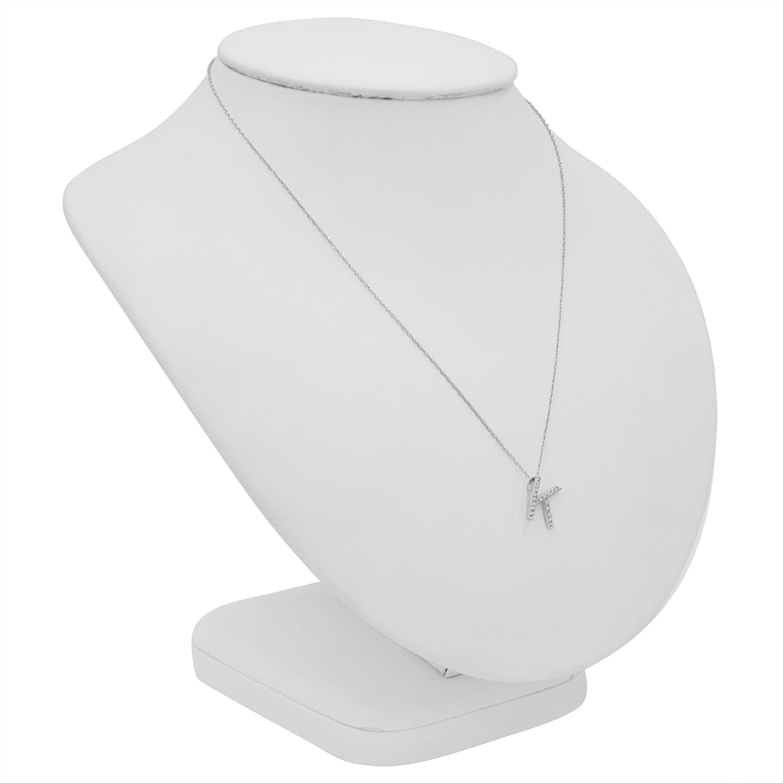 14K White Gold Diamond Initial Pendant Necklace on a 16" White Gold Chain - Picture 33 of 49