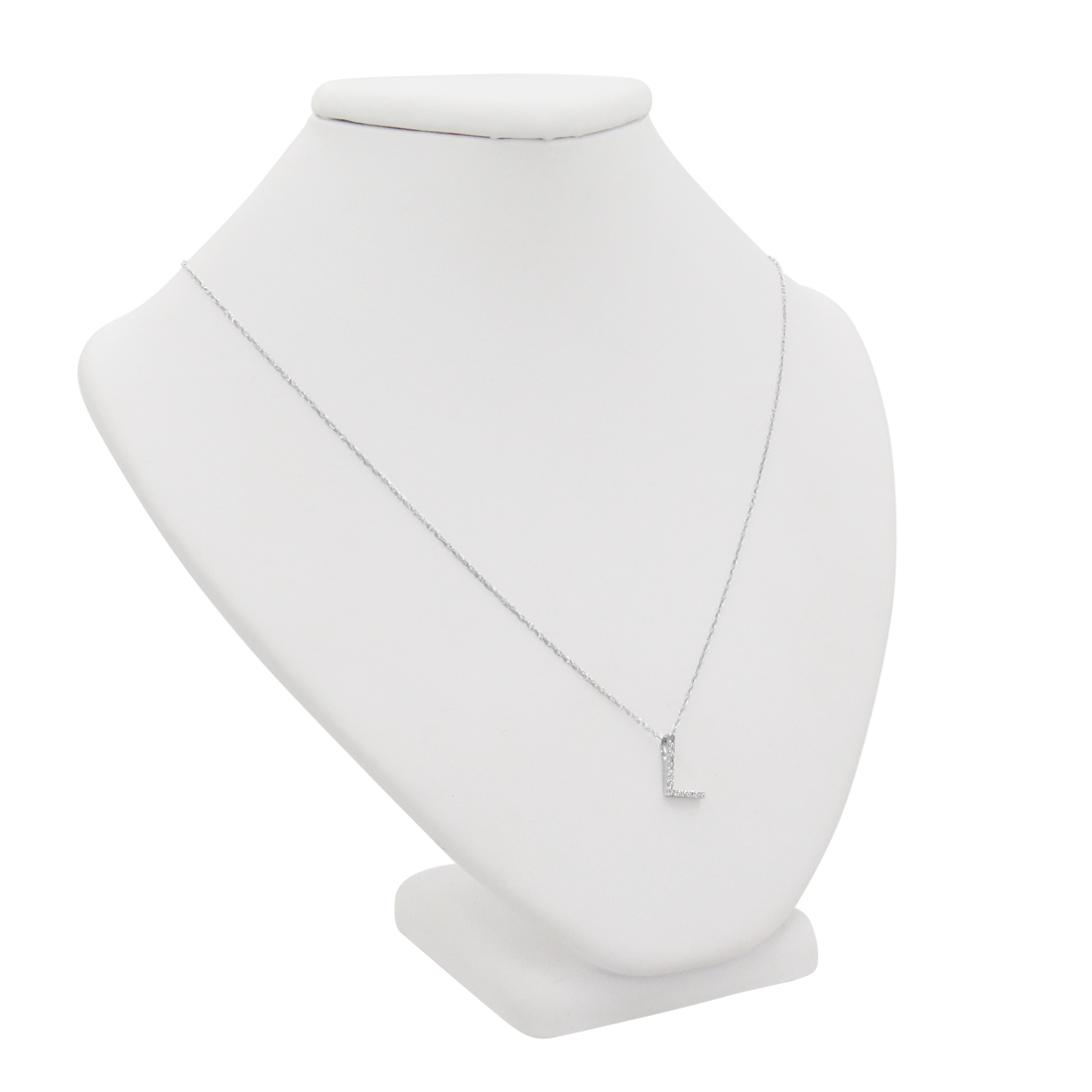 14K White Gold Diamond Initial Pendant Necklace on a 16" White Gold Chain - Picture 37 of 49