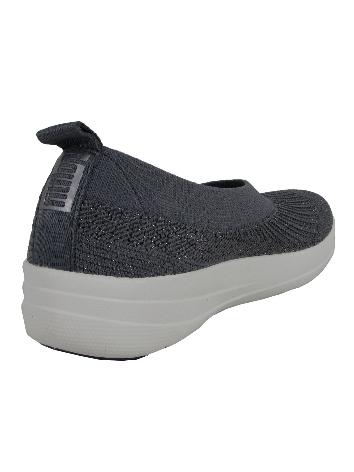 FitFlop Women's Uberknit Ballerina Walking Slip-On 8.5 B(M) US Charcoal/Metallic Pewter for sale 