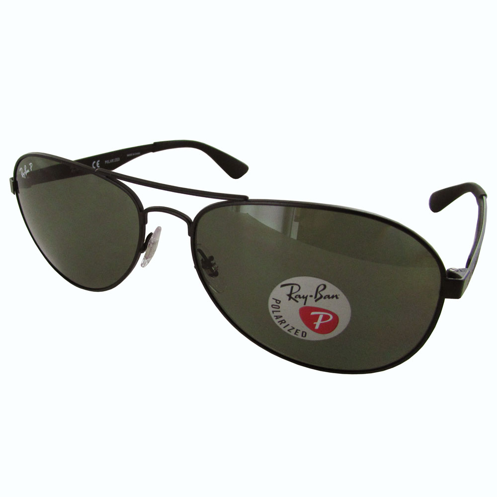 Ray Ban Mens RB3549 Polarized Aviator Sunglasses, Black/Green Classic G15 eBay